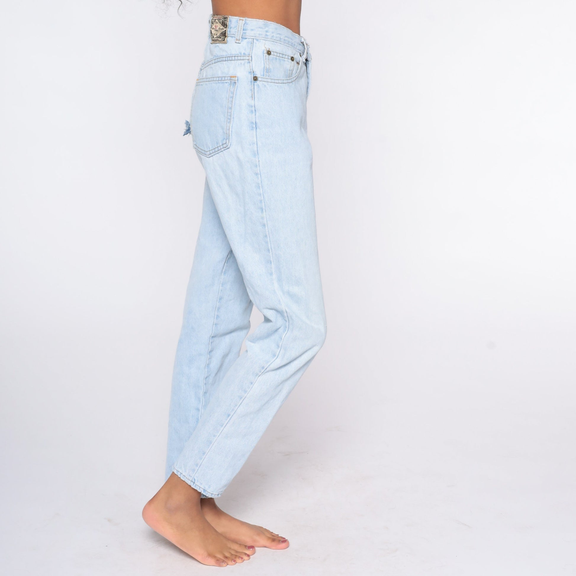 90s Express High Waist Tapered Jeans Blue Denim Small 27