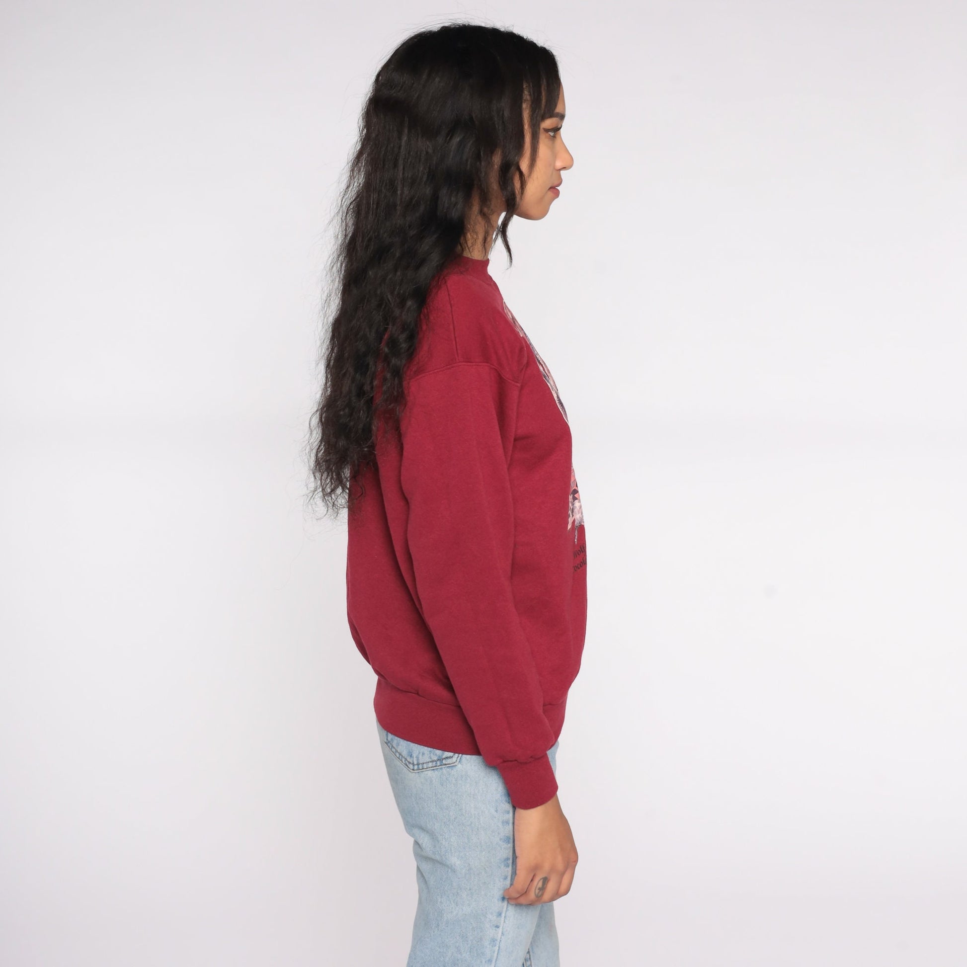 90s Wolf People Cocolalla Idaho Graphic Sweatshirt Burgundy Small