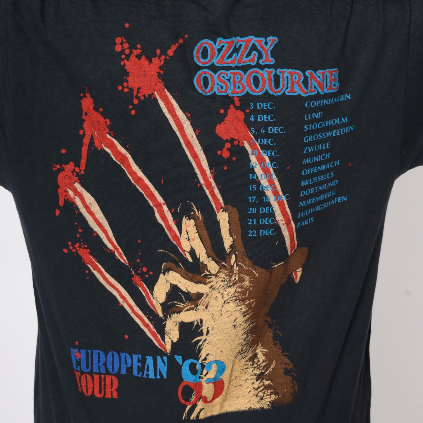 1983 Ozzy Osbourne Bark At The Moon Tour T-Shirt Black Cotton Medium