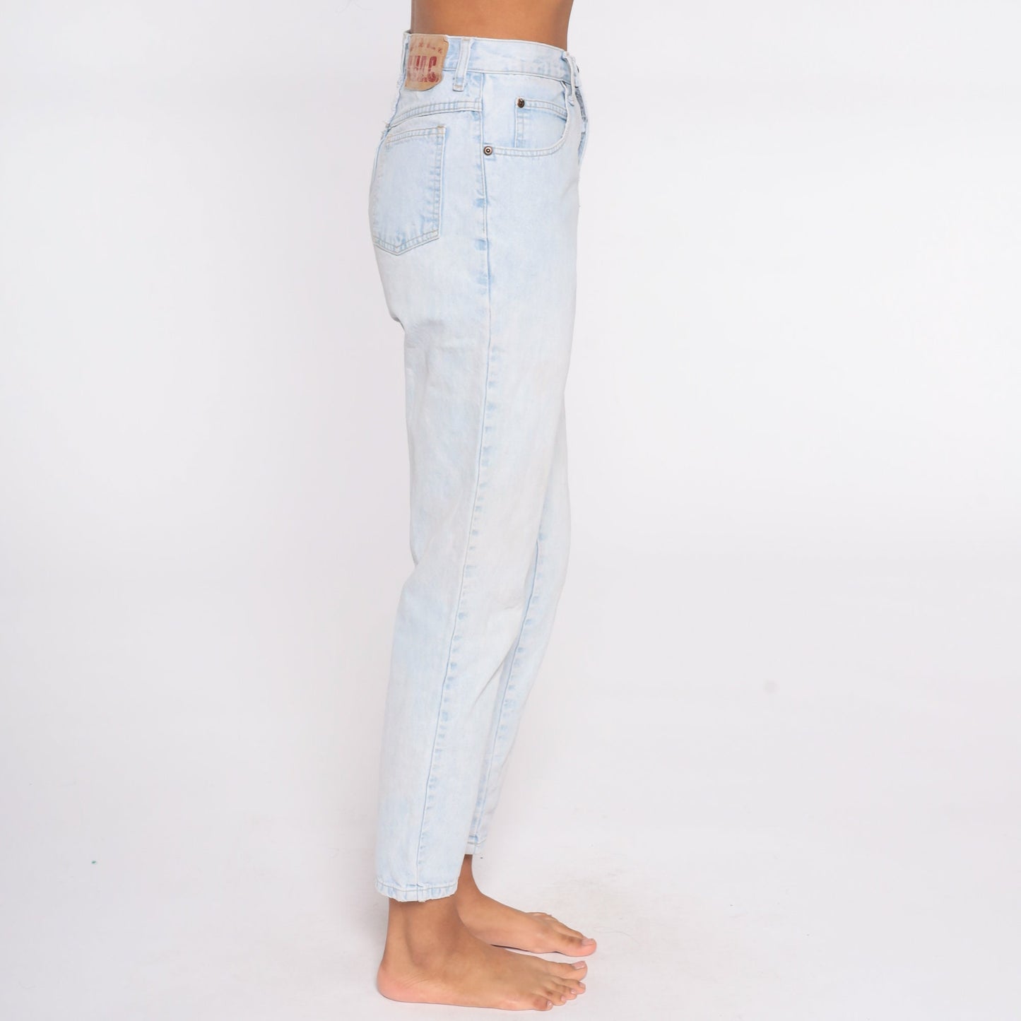 80s Acid Wash High Waist Mom Jeans Blue Denim Tapered Small