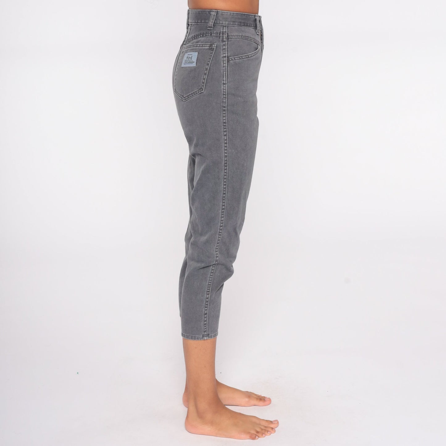90s High Waist Skinny Ankle Jeans Charcoal Grey Cotton XXS