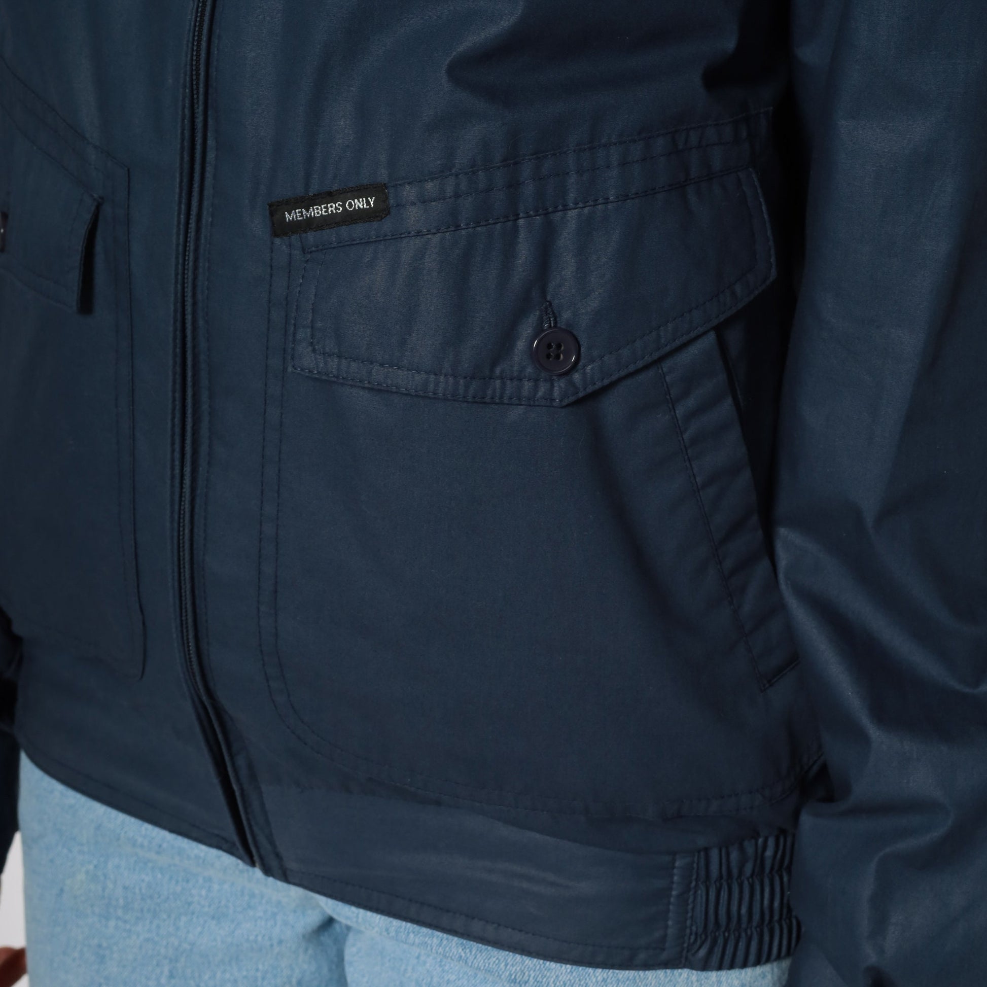 80s Members Only Jacket Navy Blue Windbreaker Cafe Racer Small