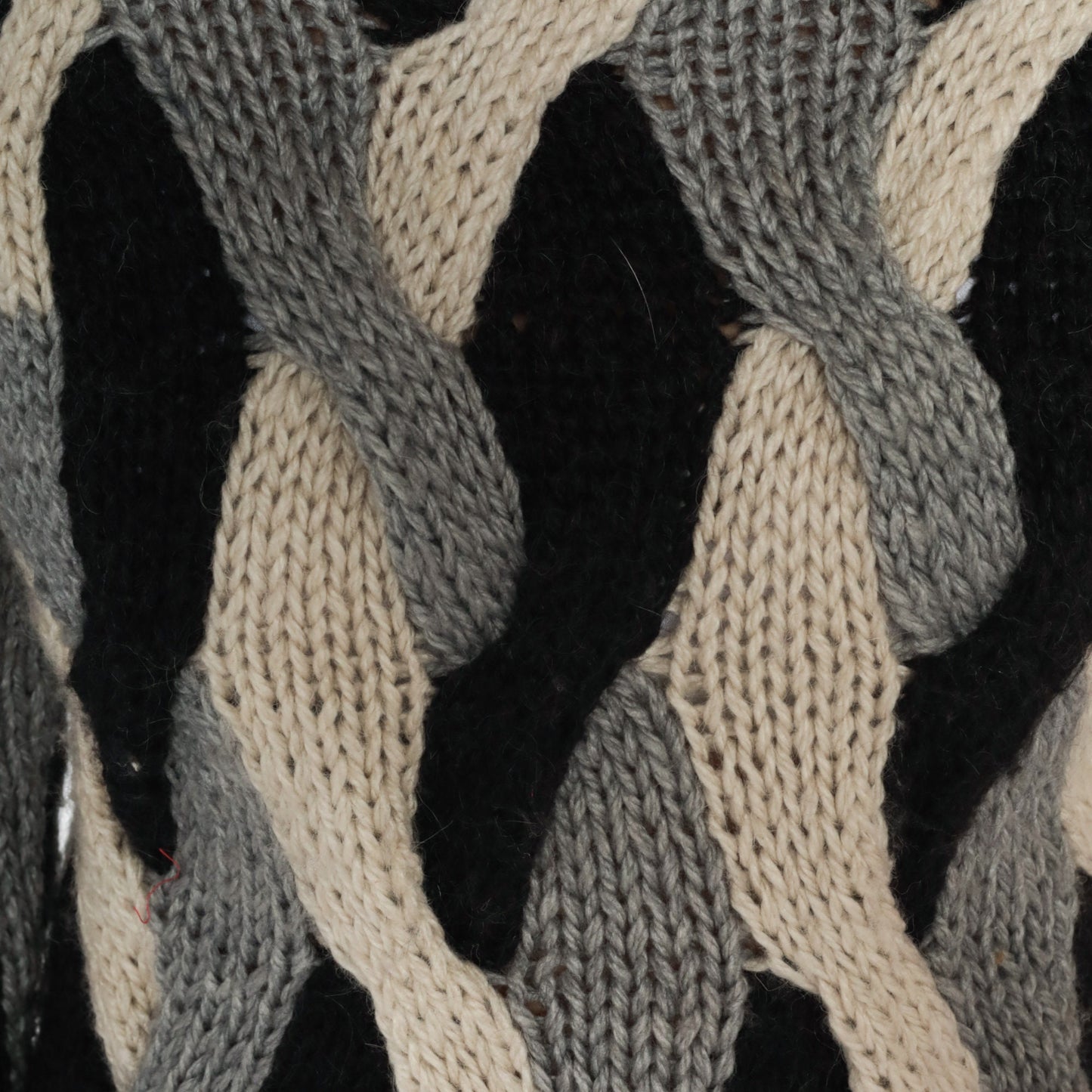 80s Striped Knit Sweater Black Cream Woven Pullover Small
