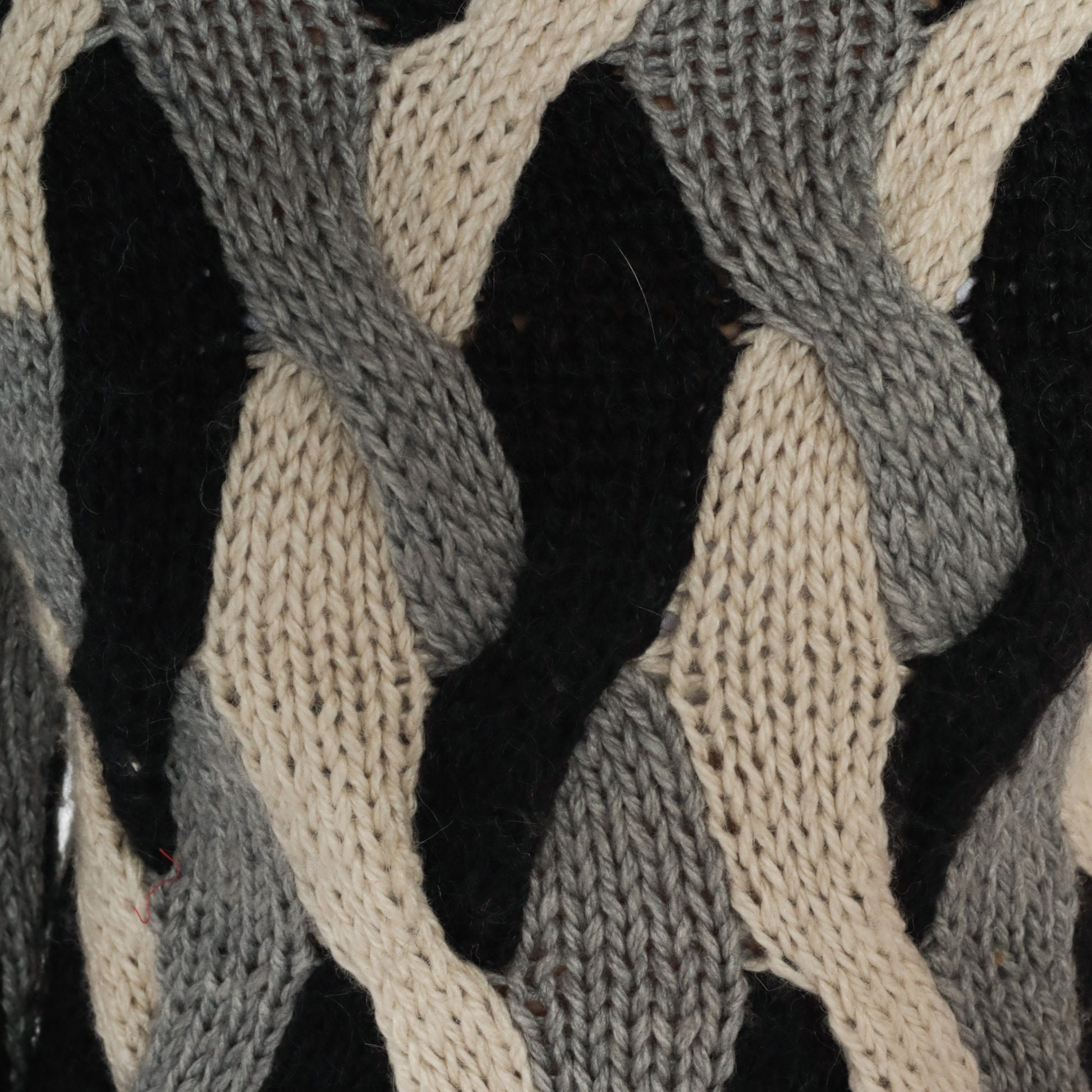80s Striped Knit Sweater Black Cream Woven Pullover Small