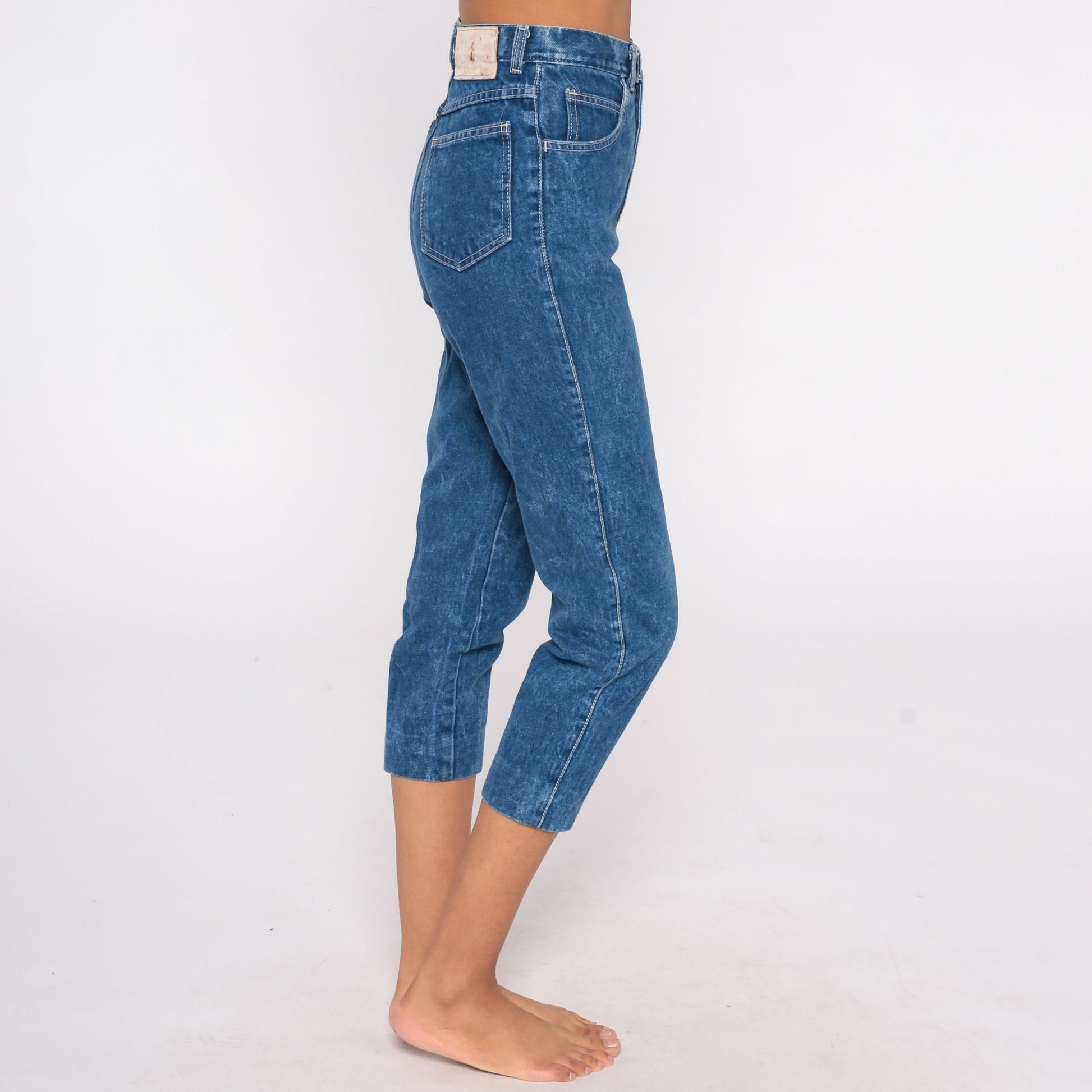 80s Bonjour High-Waist Cropped Ankle Jeans Blue Denim Extra Small XS