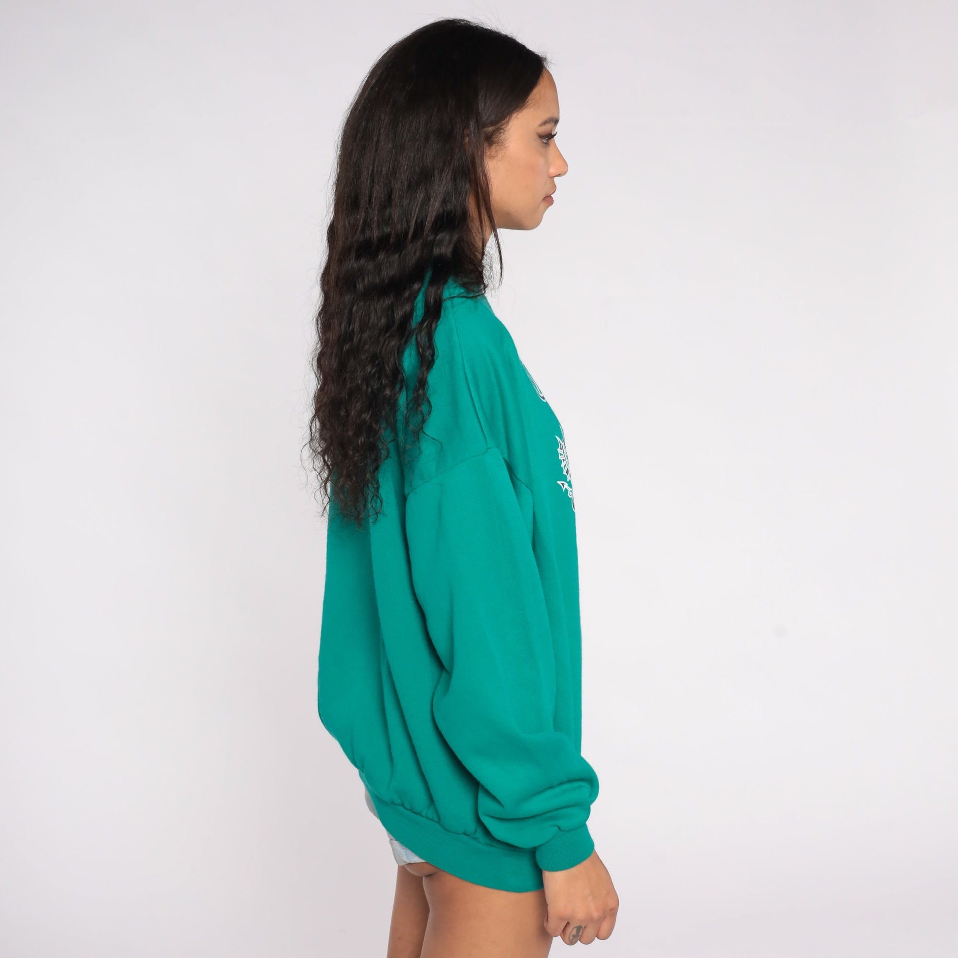 90s City of London Crest Sweatshirt Green Graphic Pullover Extra Large XL