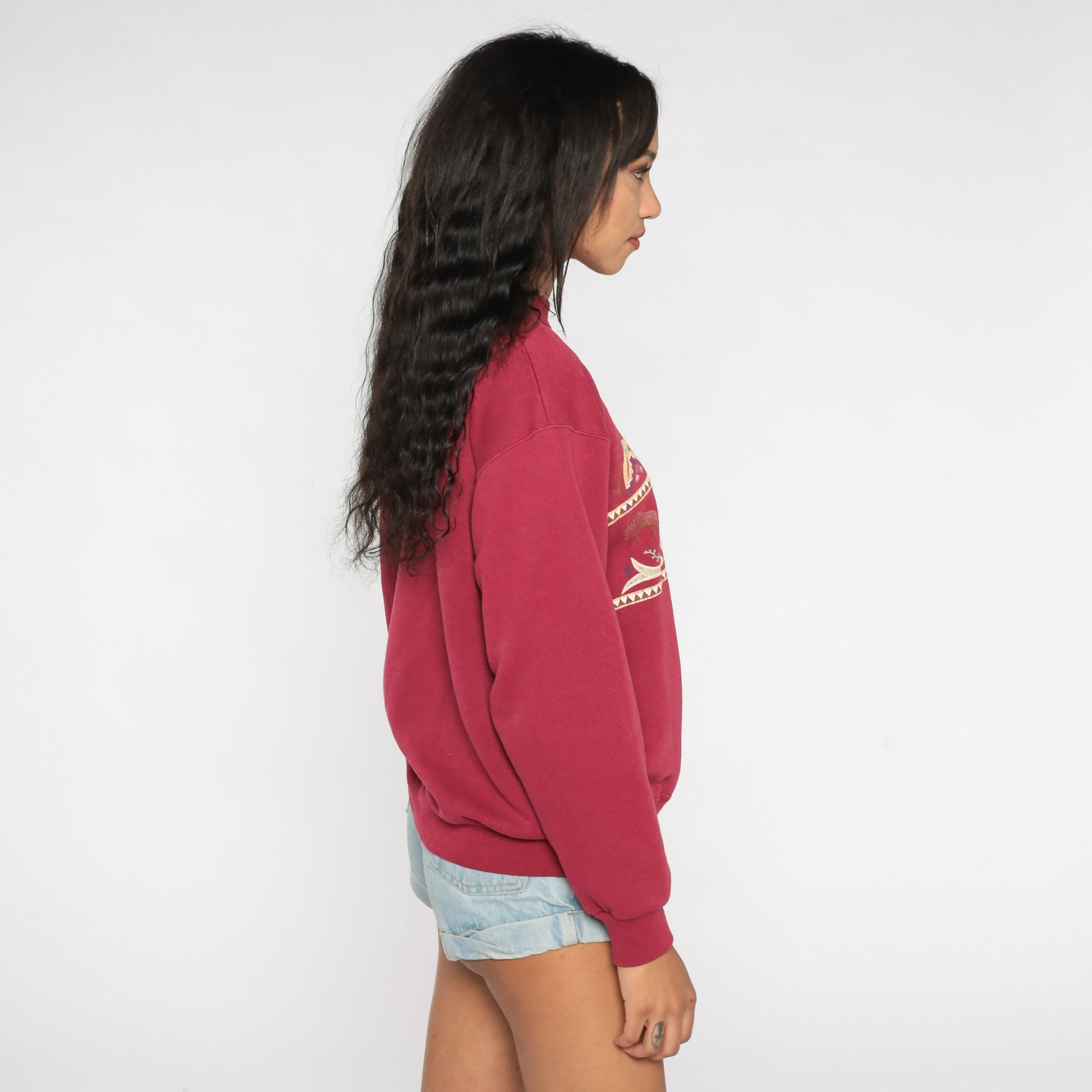 90s Lake Powell Arizona Utah Sweatshirt Red Buffalo Skull Graphic Large