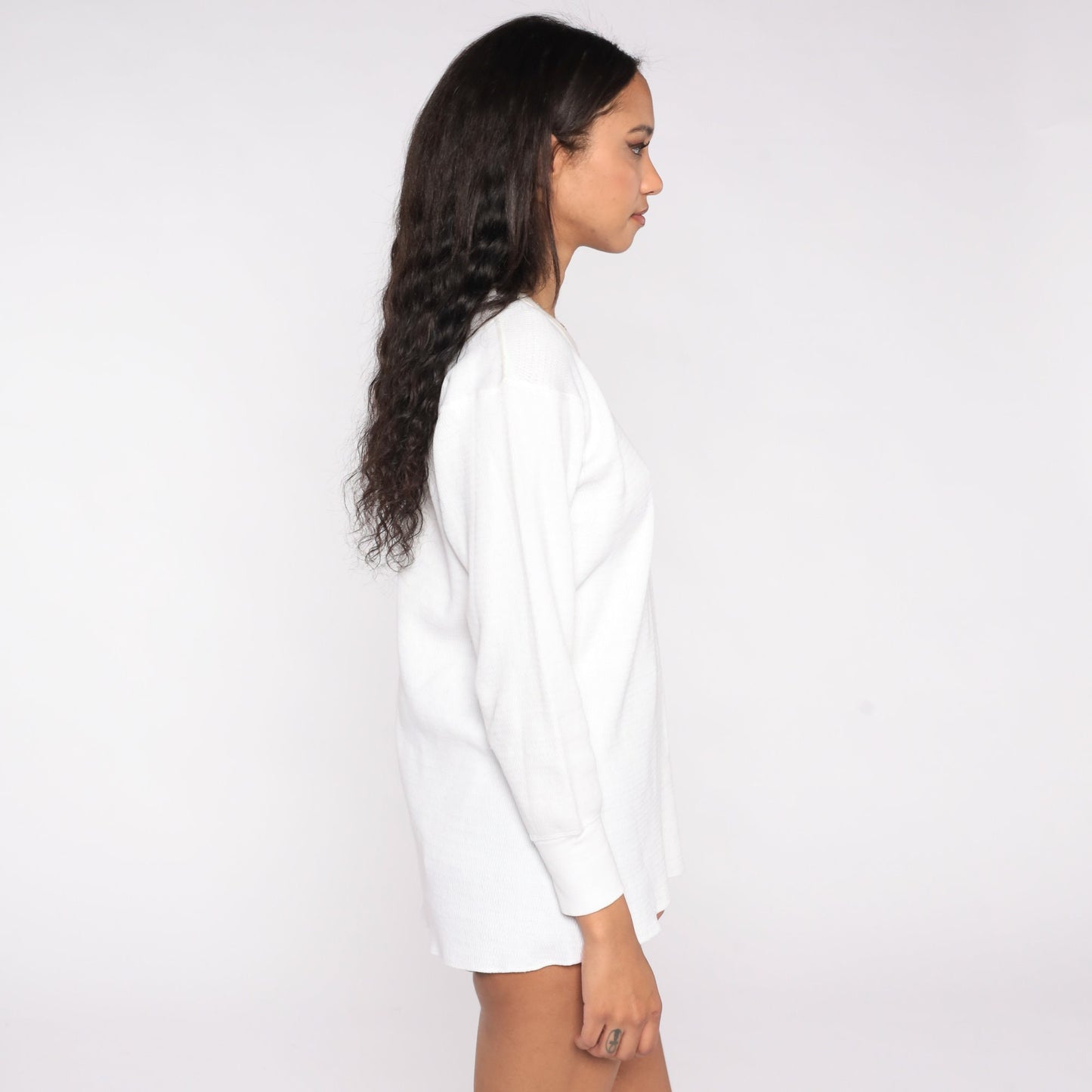80s White Thermal Waffle Knit Long Sleeve Undershirt Extra Large