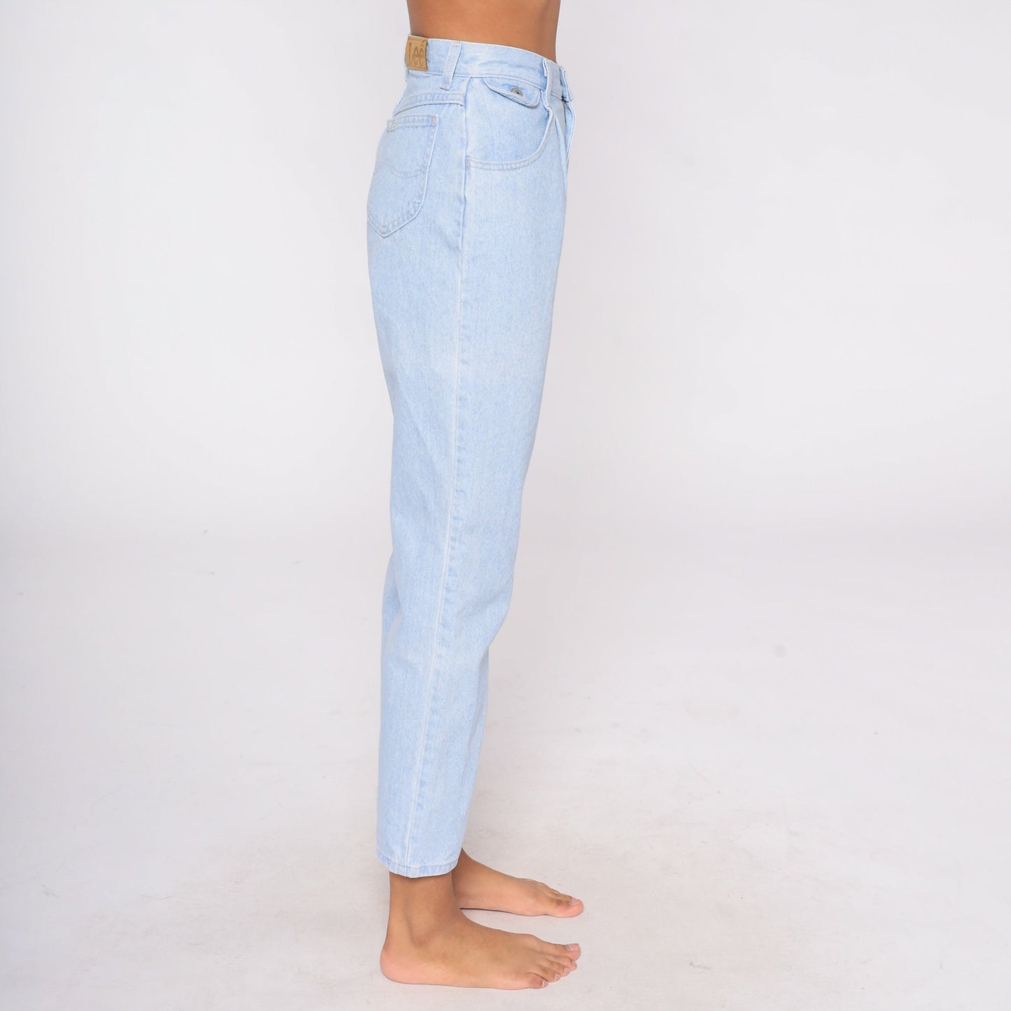 80s Lee Pleated High-Waist Tapered Jeans Light Wash Denim Extra Small XS