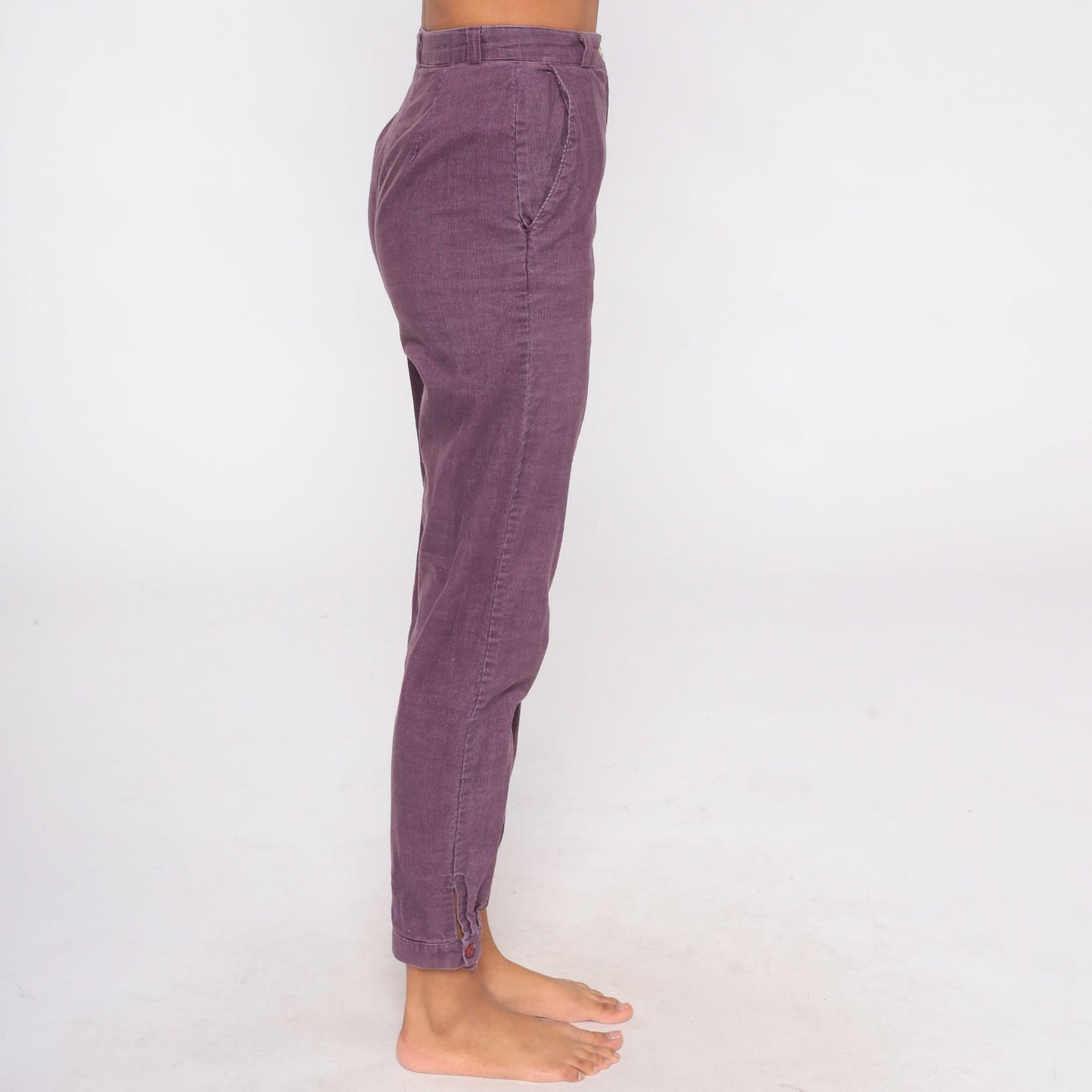 80s Purple Corduroy High-Waist Tapered Pants Extra Small