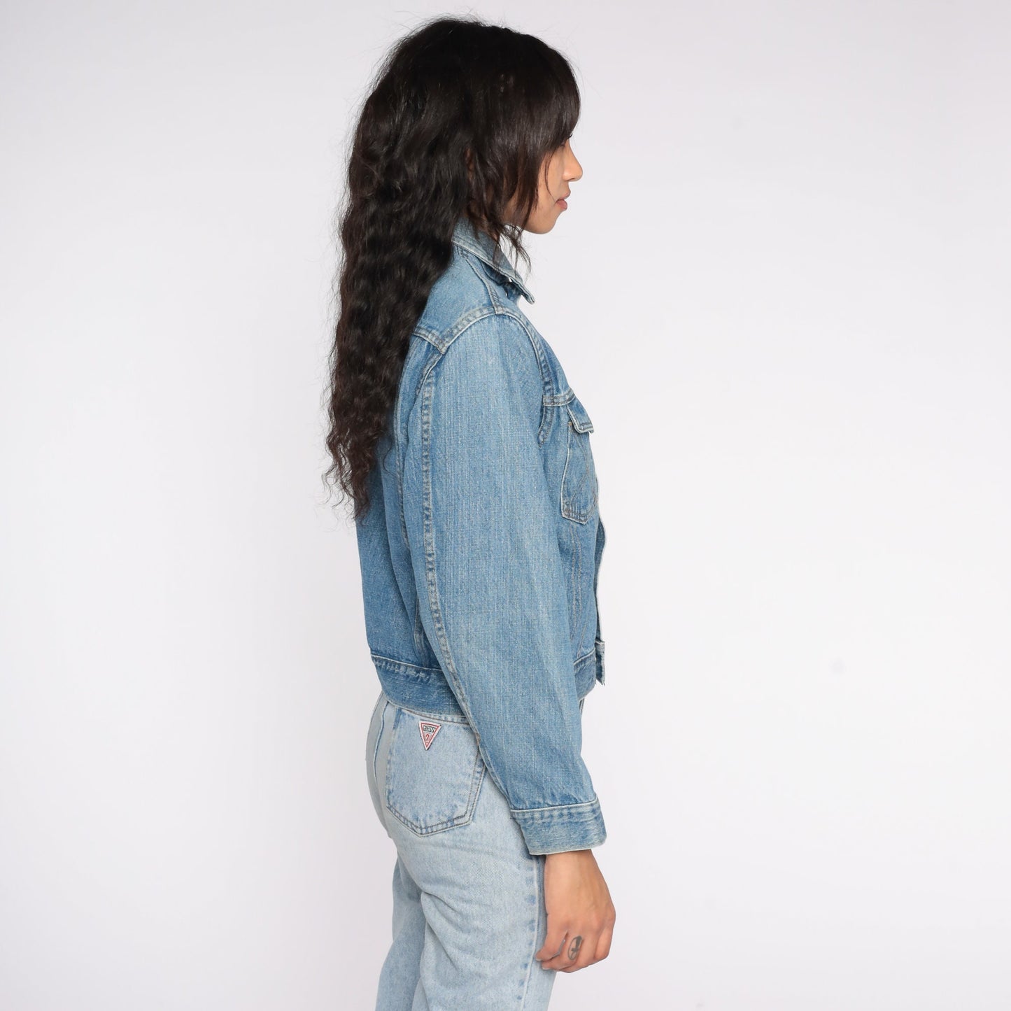 80s Big Yank Denim Jacket Blue Button-Up Trucker Coat Extra Small XS