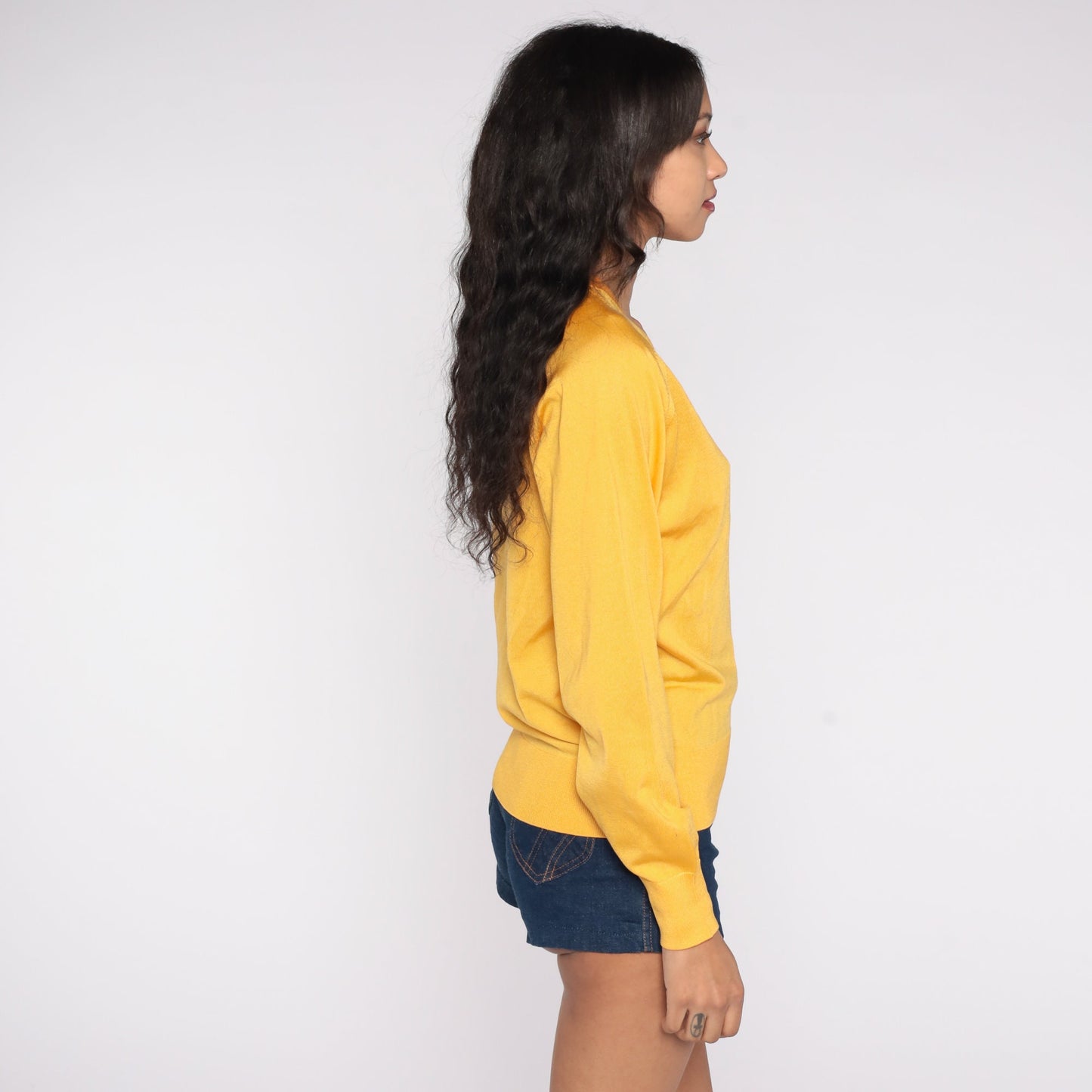 80s Paganica Yellow Raglan Sweater Pullover Small S