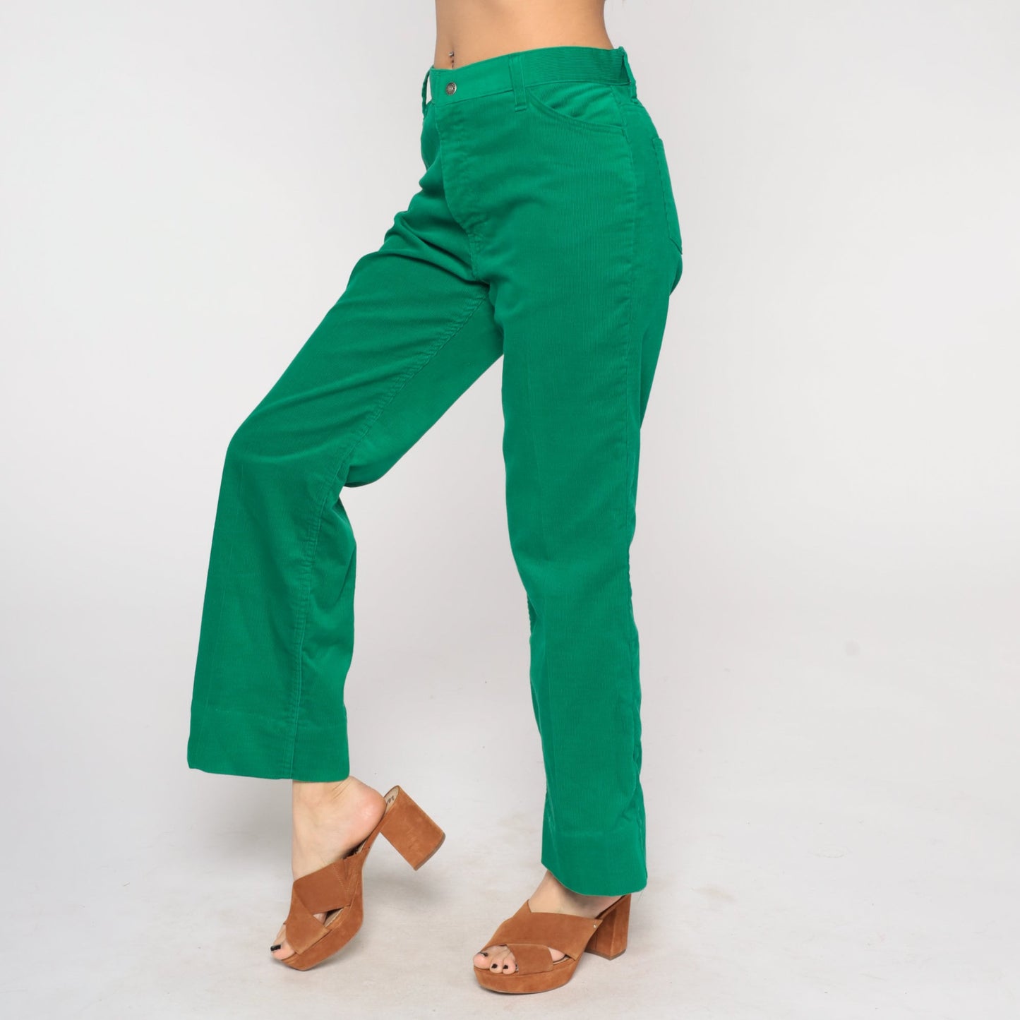 Levi's 80s Green Corduroy Pants High Rise Flared Trousers Men's 31