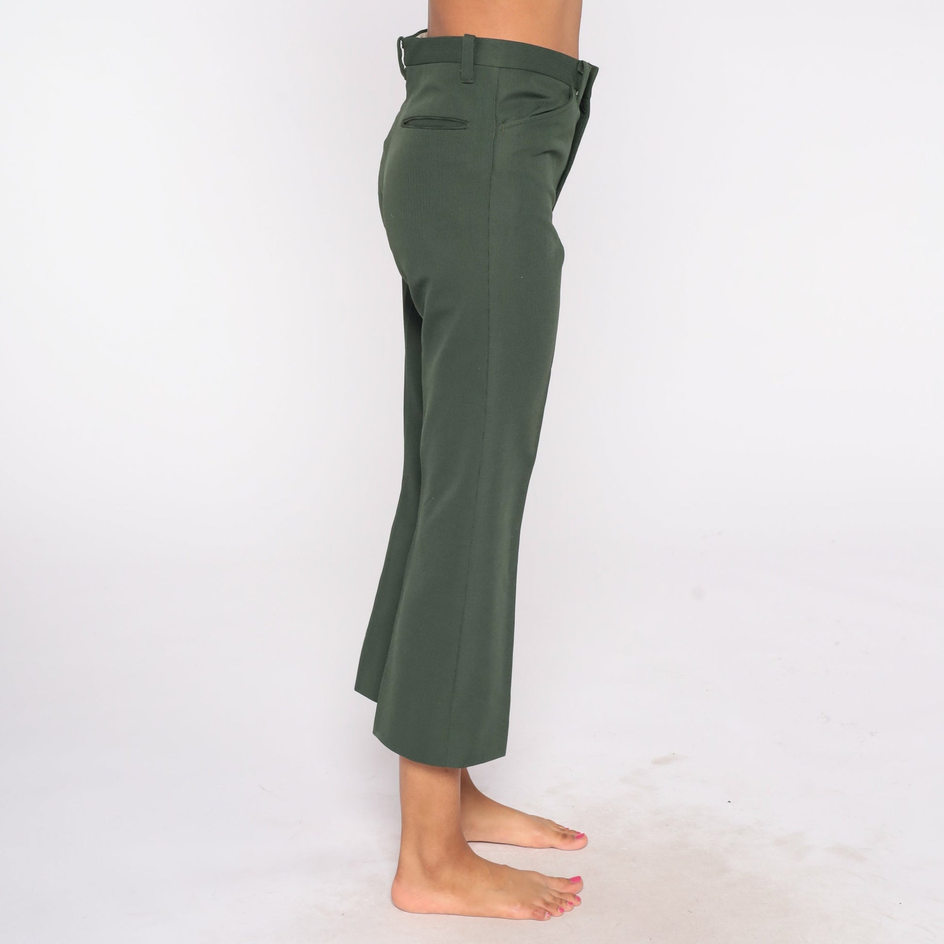 70s Green High-Rise Straight Leg Trousers Small