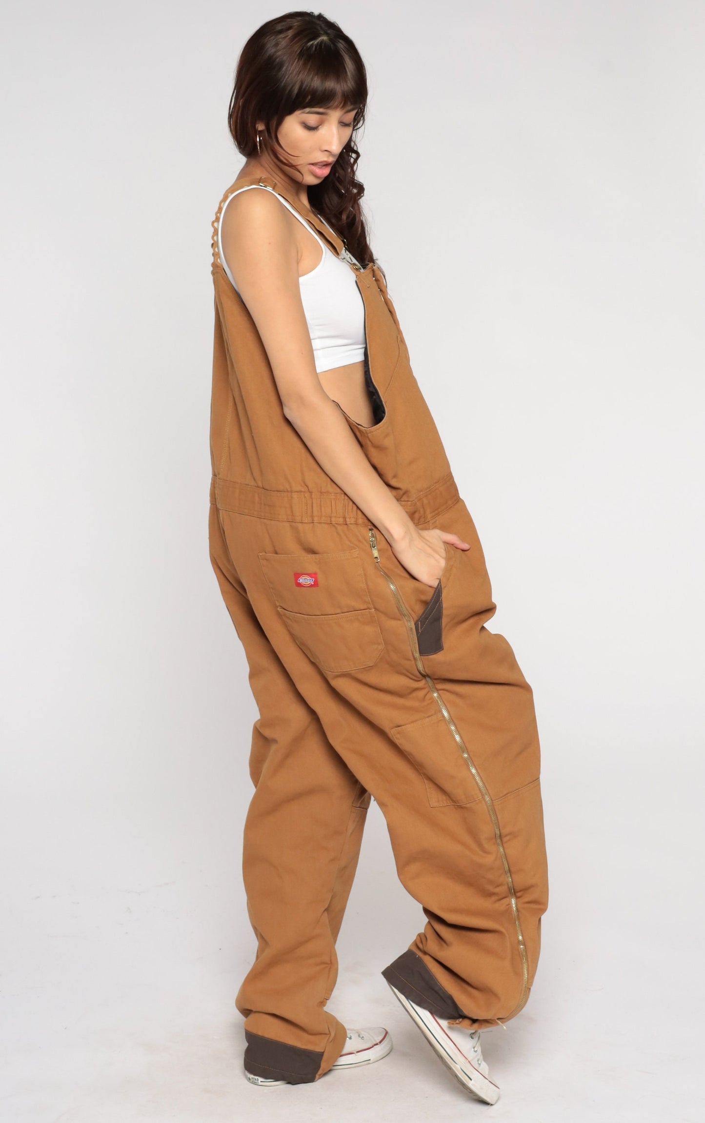 Dickies Quilted Insulated Workwear Overalls Brown Cotton Mens XXL