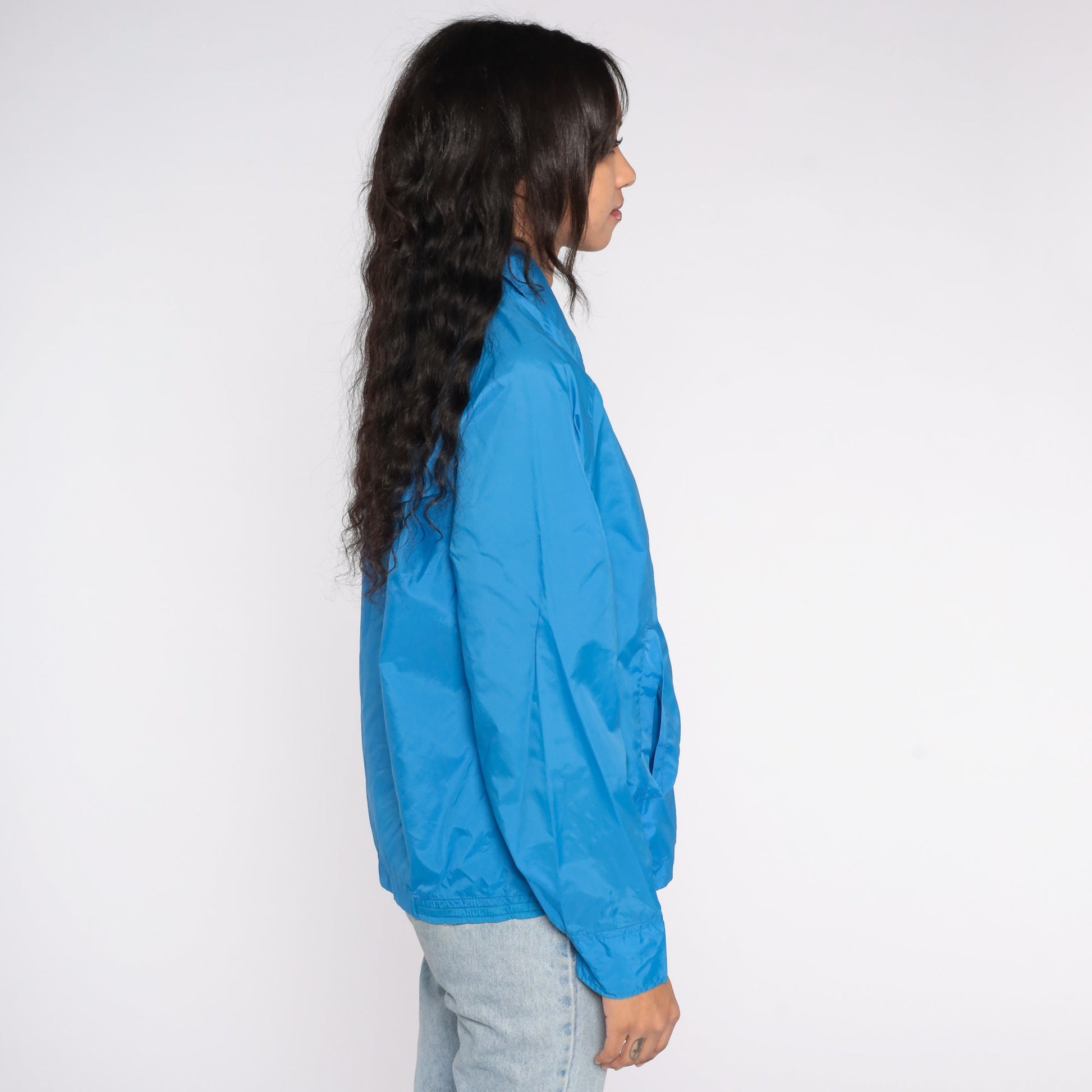 80s Blue Nylon Windbreaker Zip-Up Jacket Men's Extra Small