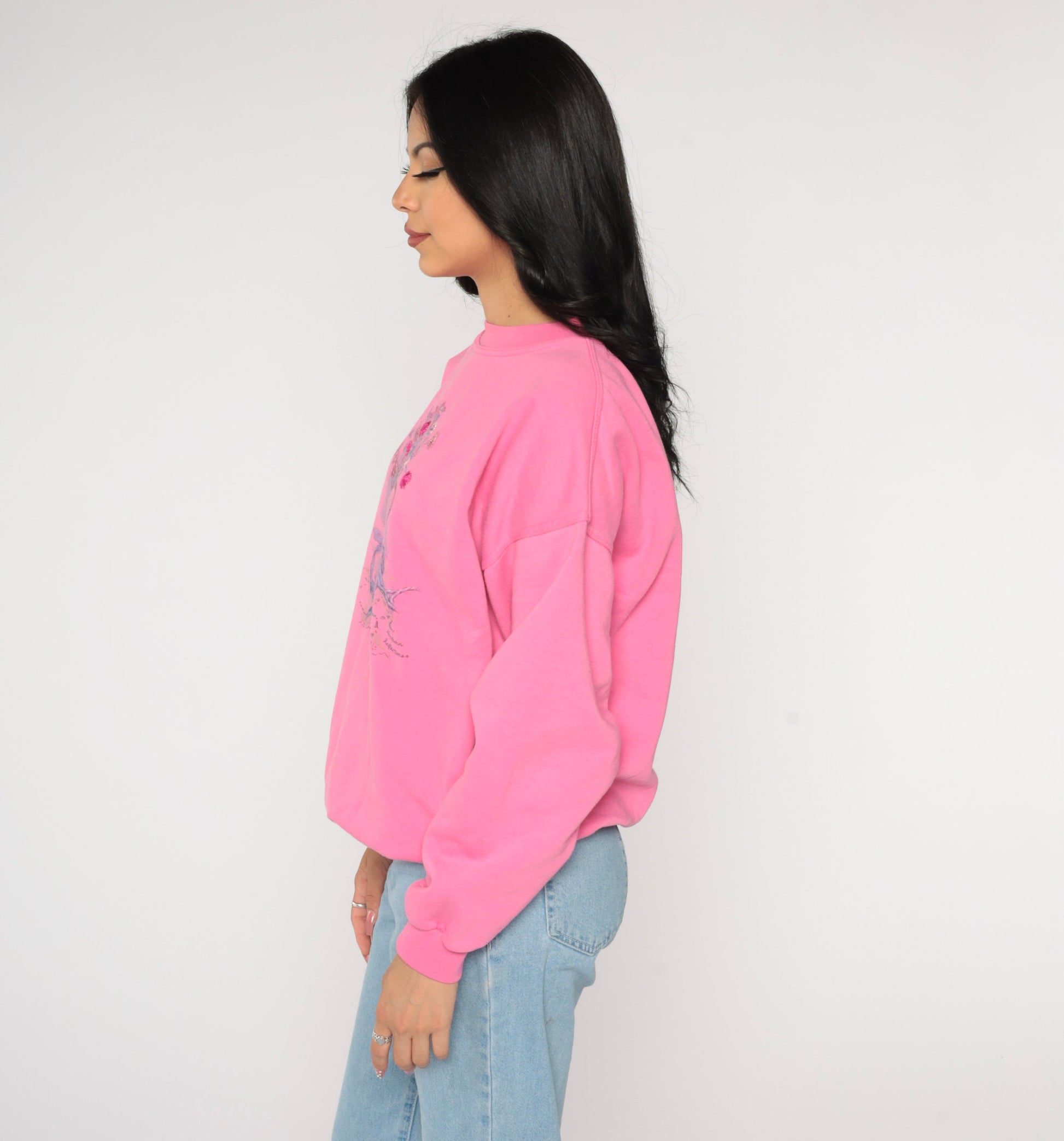 90s Northern Reflections Flower Pot Sweatshirt Hot Pink Graphic Large L