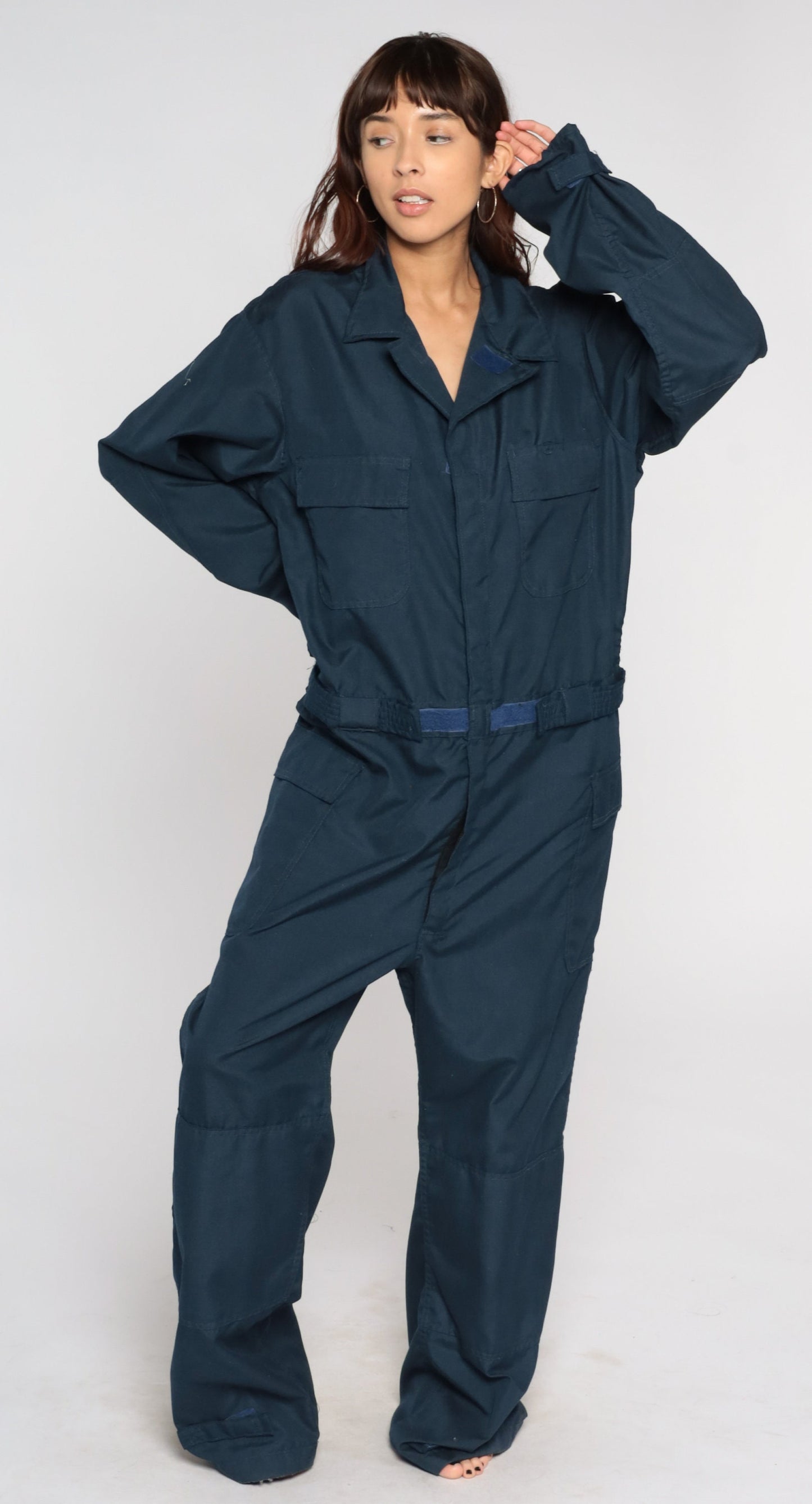 Vintage Navy Aramid Coveralls Long Sleeve Workwear Jumpsuit Men's Extra Large XL