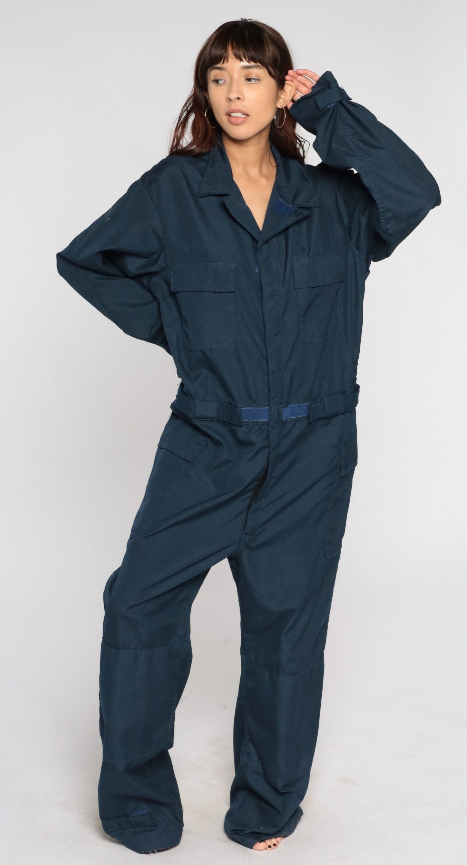 Vintage Navy Aramid Coveralls Long Sleeve Workwear Jumpsuit Men's Extra Large XL