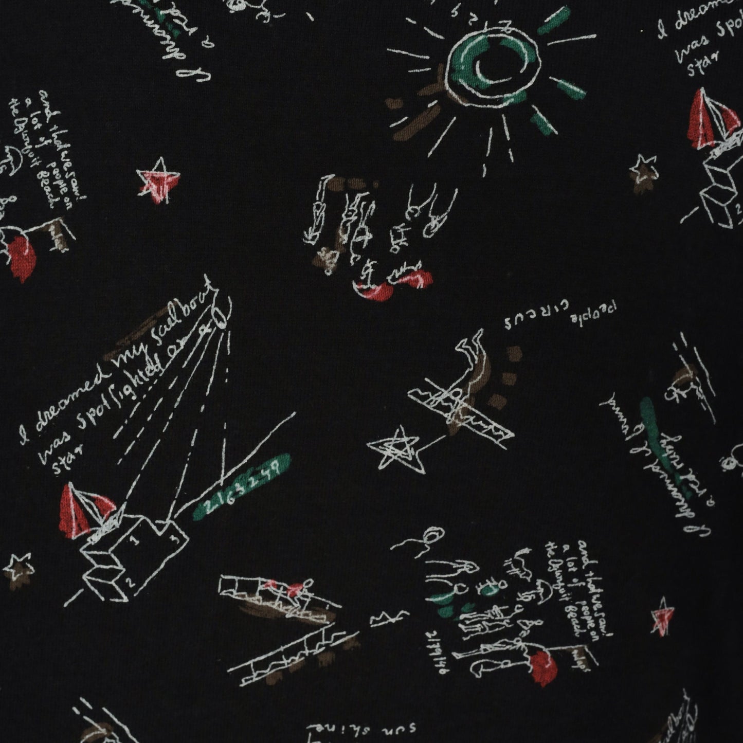 90s Sailboat Nautical Crop Top Black Graphic T-Shirt Small S