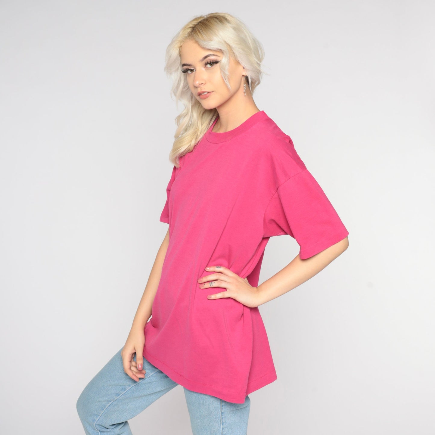80s Fruit of the Loom Hot Pink Single Stitch T-Shirt Extra Large XL