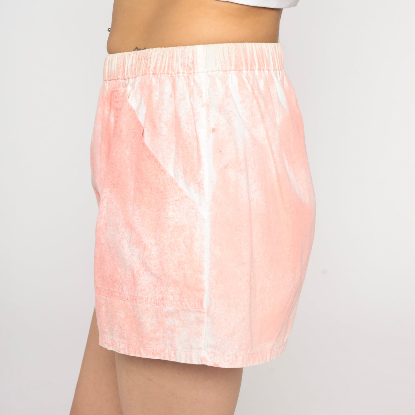90s Martinique Palm Tree Graphic Shorts High Waist Pink Small Medium