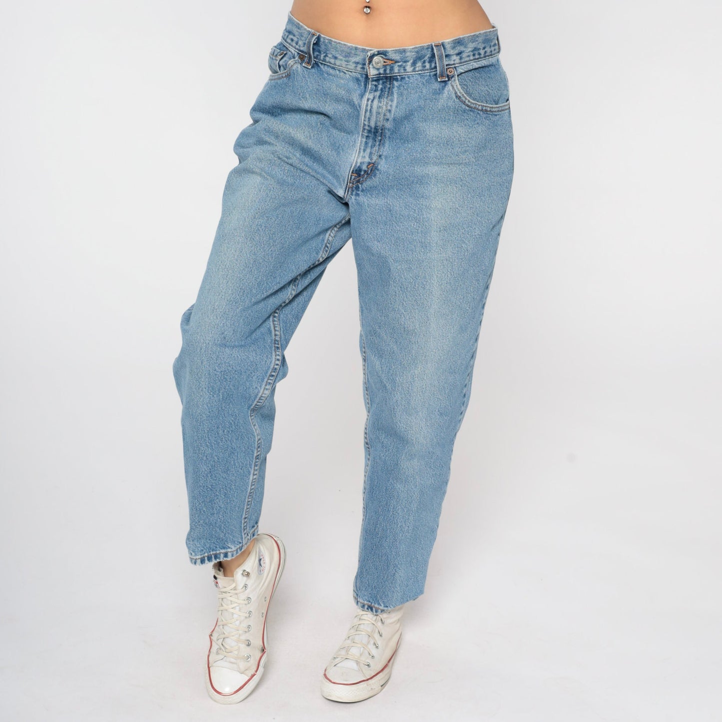 Levi's 550 High Waist Jeans 80s Blue Denim Tapered Leg Made USA 14
