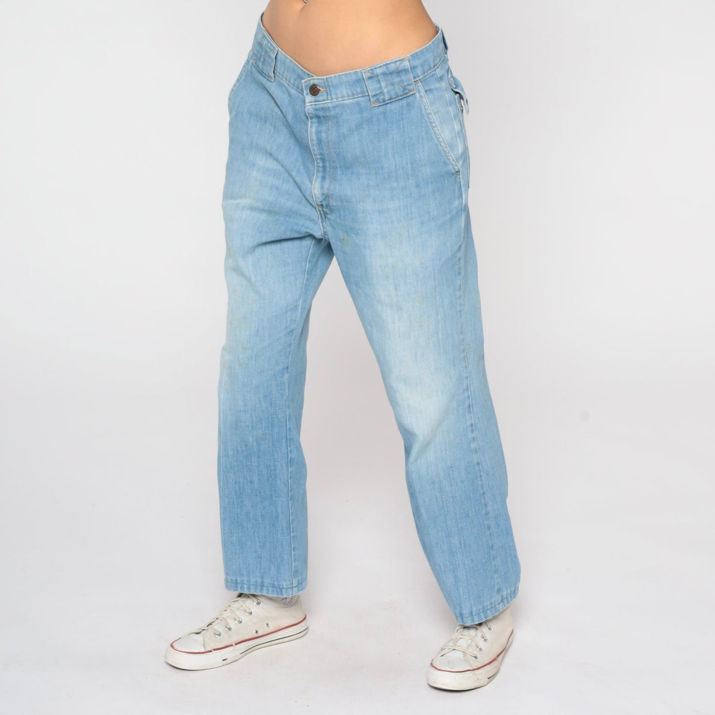 70s Levi's Orange Tab Bell Bottom Jeans High Waist Blue Denim Men's 35