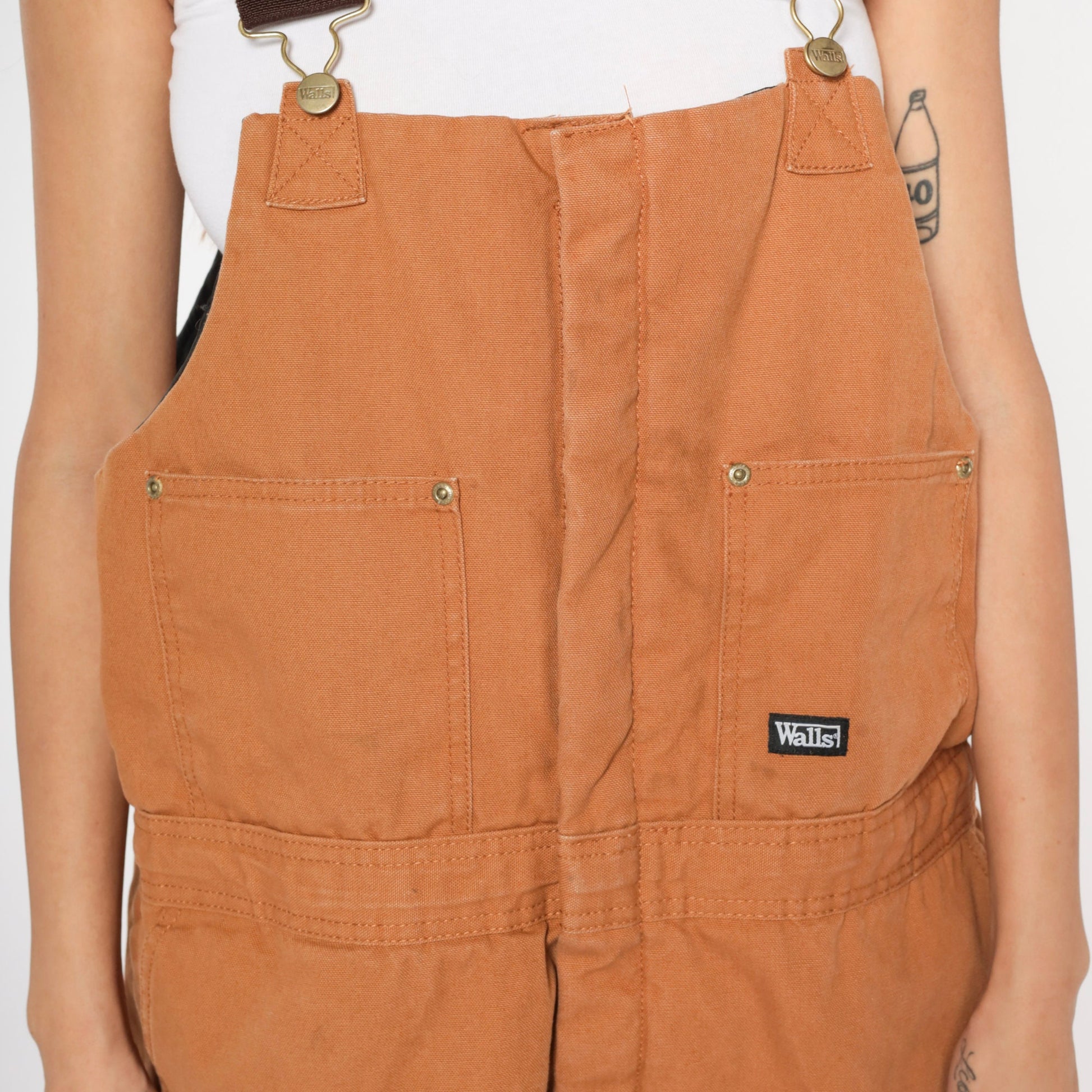 00s Walls Insulated Brown Bib Overalls Workwear Extra Large XL