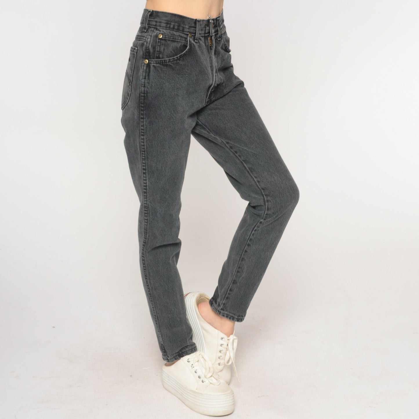 90s Black Tapered High-Waist Denim Jeans Extra Small XS