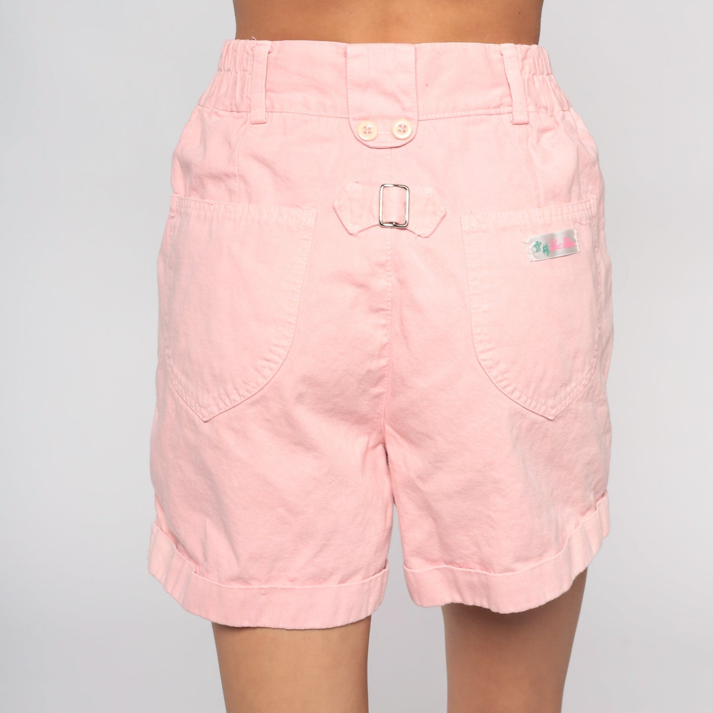 Y2K Baby Pink Pleated High-Waist Shorts Cotton Small