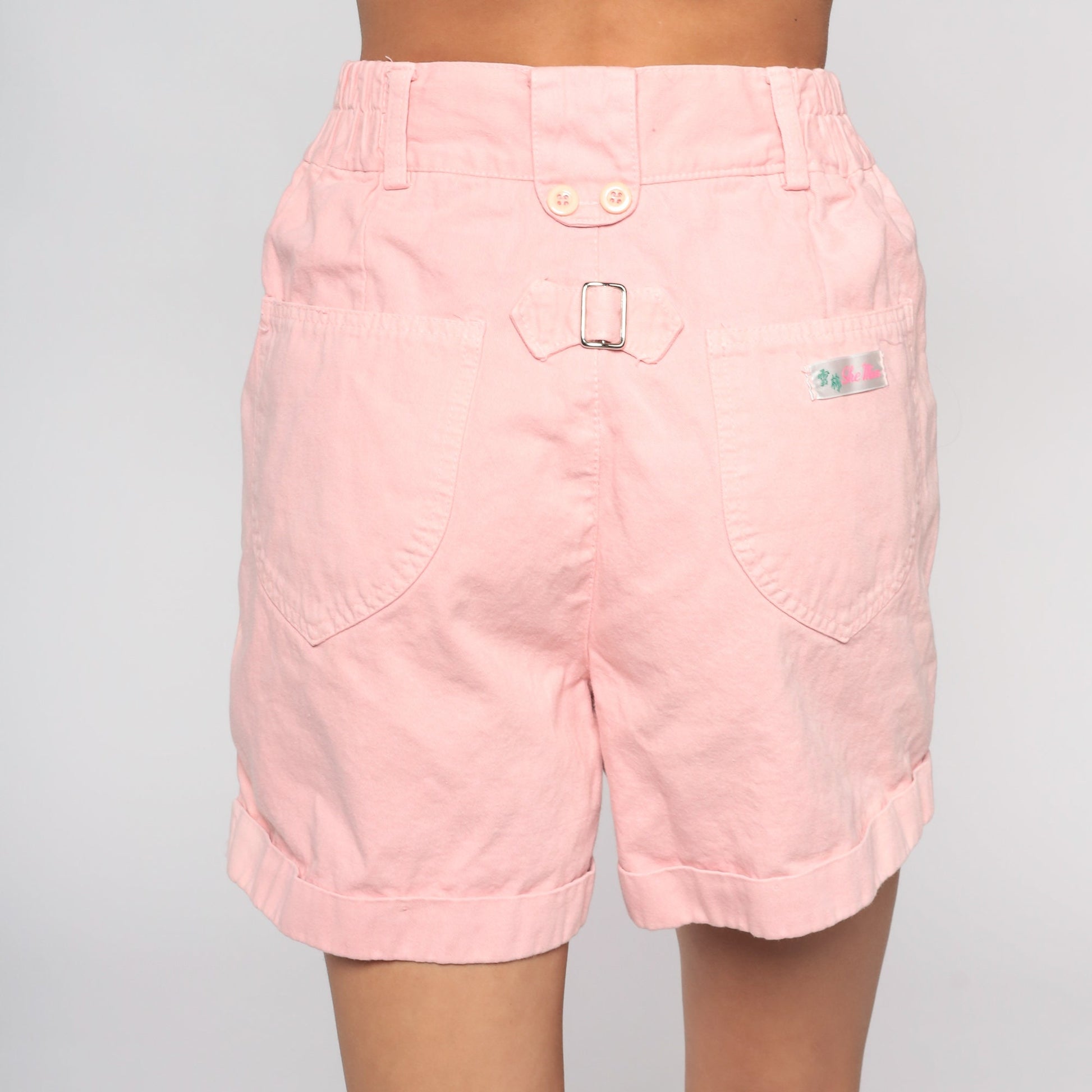 Y2K Baby Pink Pleated High-Waist Shorts Cotton Small