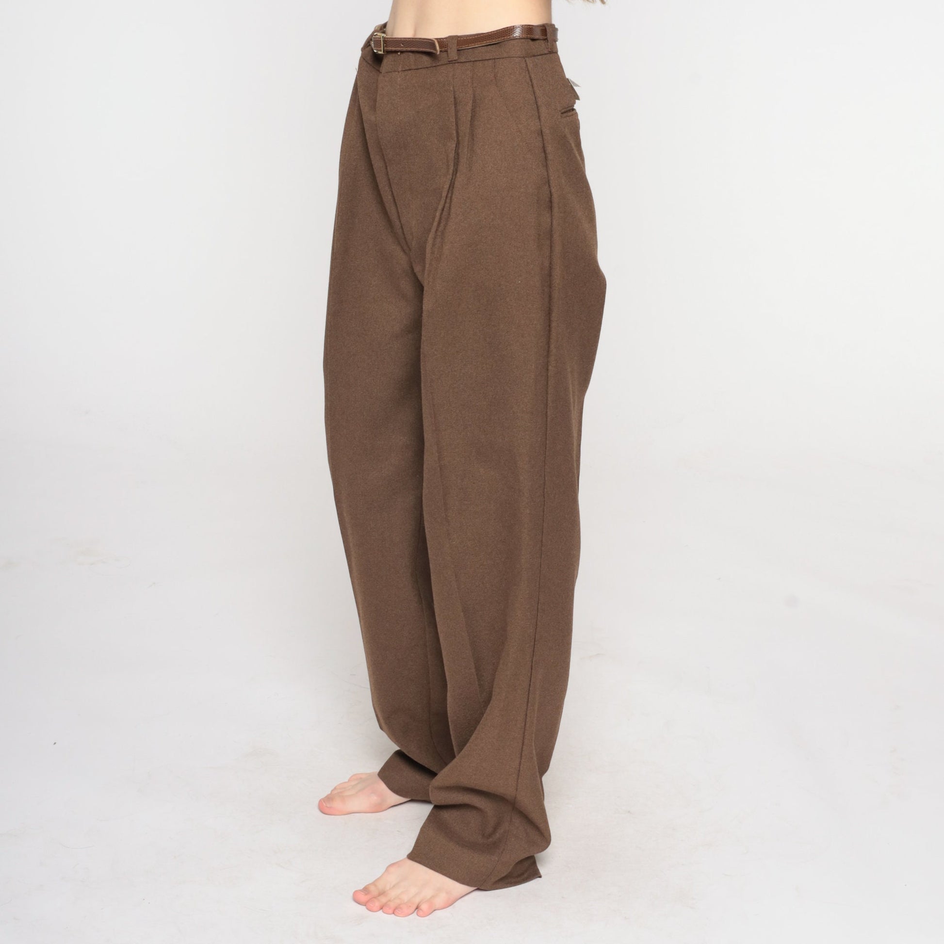 70s Lord Isaacs Brown Straight Leg Trousers High Rise Small S