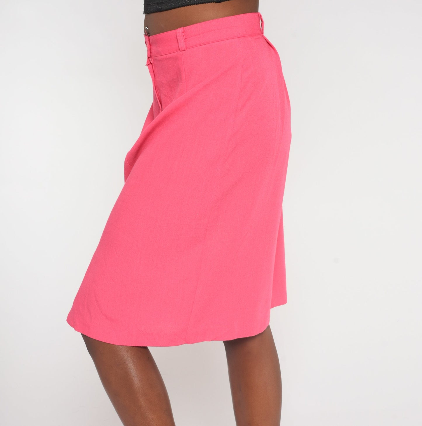 90s Pink Pencil Skirt High Waisted Knee Length Front Slit Medium 8