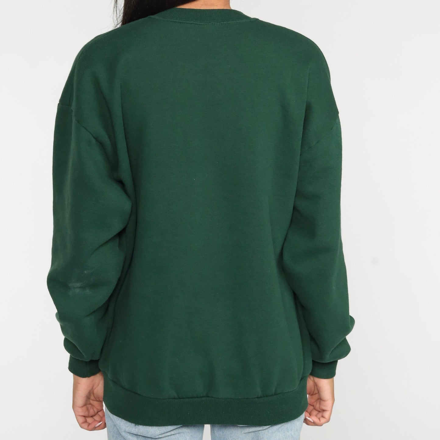 90s Teddy Bear Cross Stitch Sweatshirt Green Heart Embroidered Crewneck Extra Large XXL