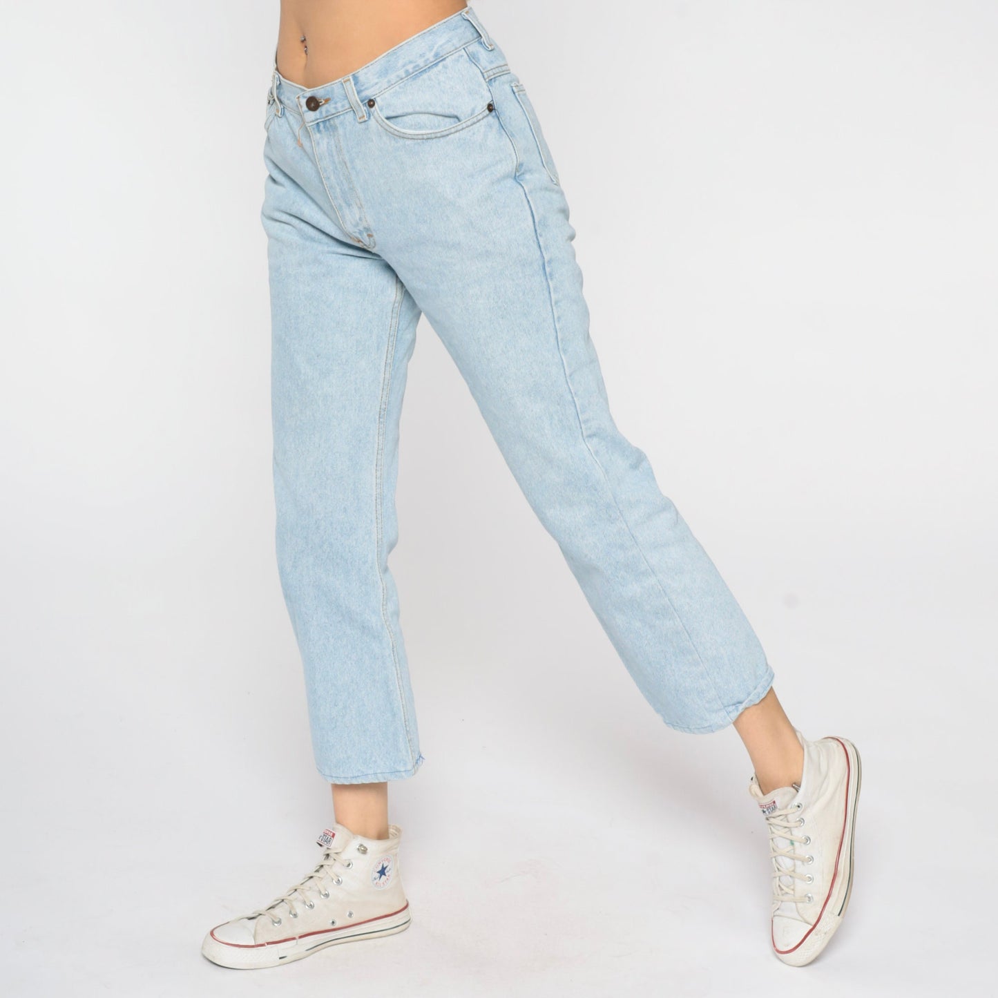 00s Light Wash Straight Leg Jeans Mid Rise Crop Denim Light Blue Size 8