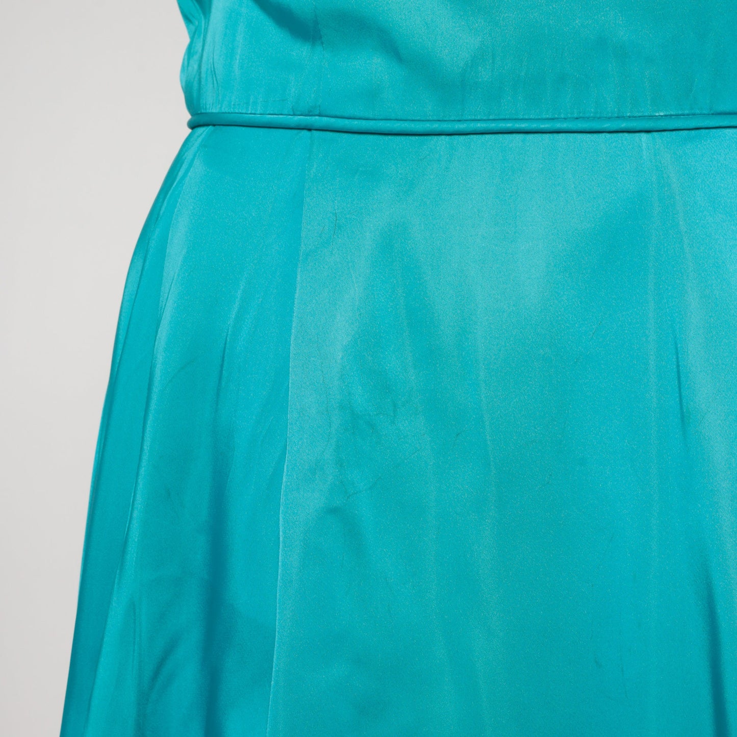 1960s Turquoise Taffeta Party Dress High Waist Side Zip Small S