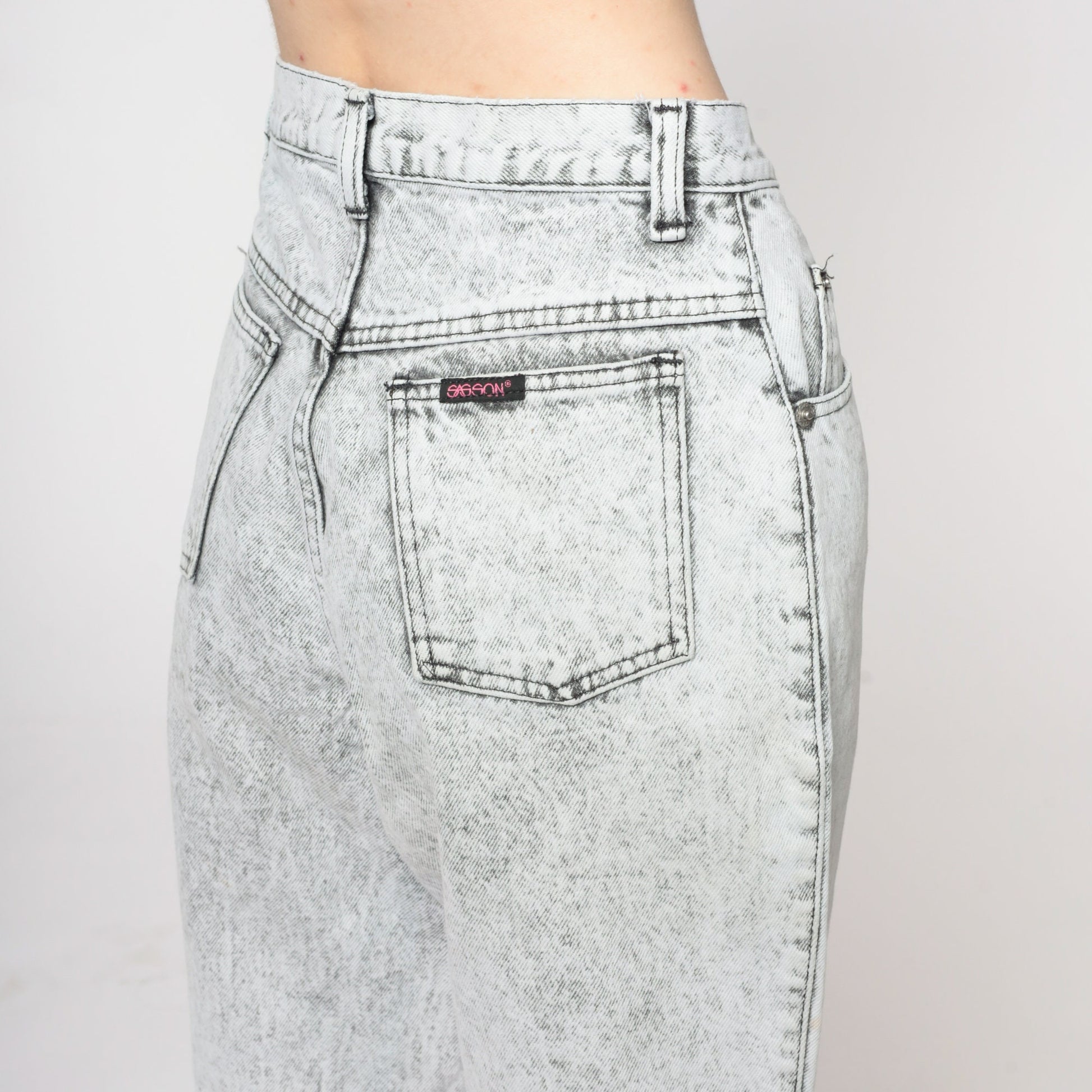 80s Sasson Acid Wash Mom Jeans Grey Denim High Rise Tapered Small S