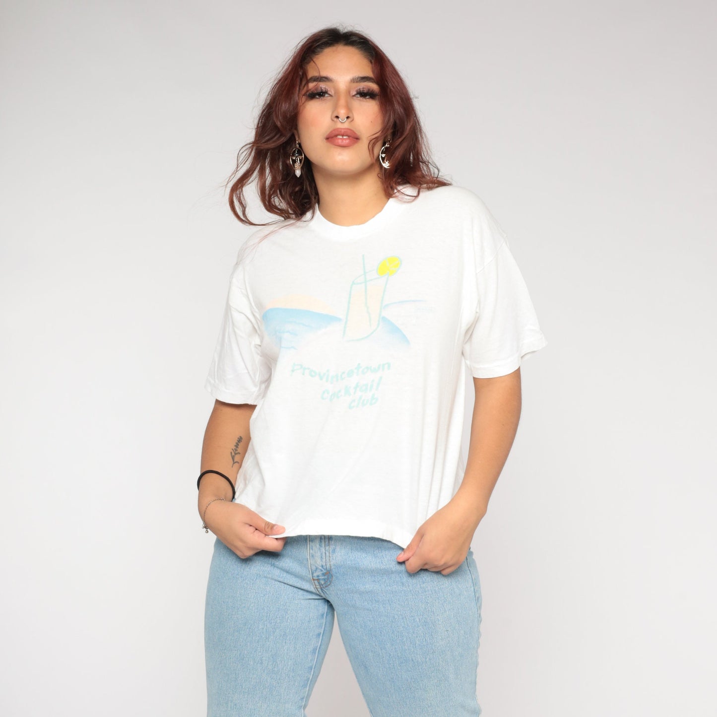 80s Provincetown Cocktail Club Massachusetts Graphic Tee White Cotton Large