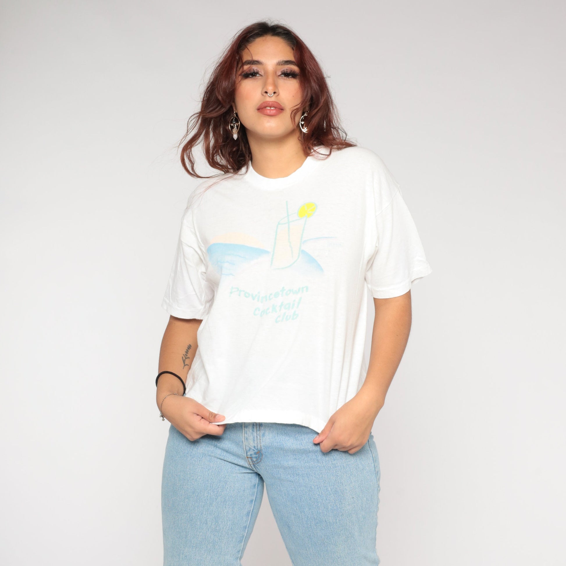 80s Provincetown Cocktail Club Massachusetts Graphic Tee White Cotton Large