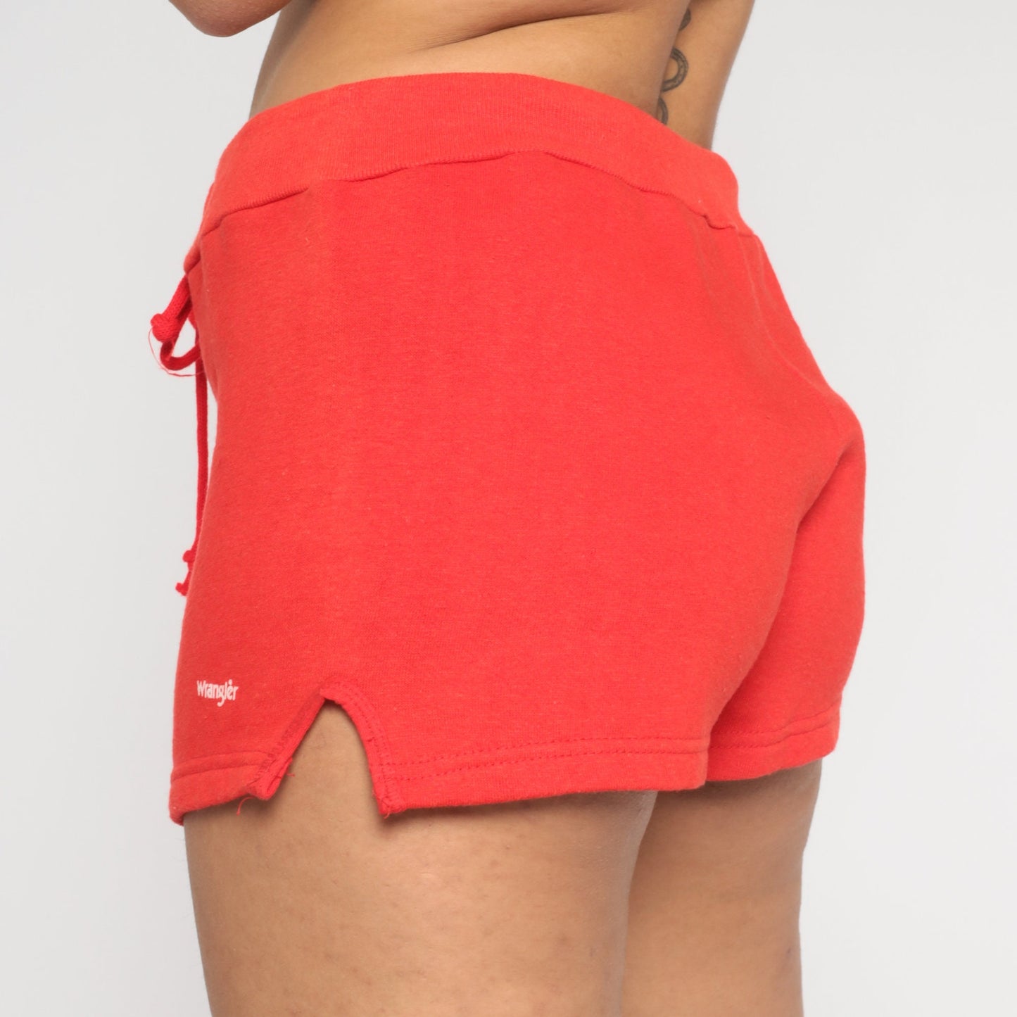 80s Wrangler Red Sweat Shorts Drawstring High Waist Large L