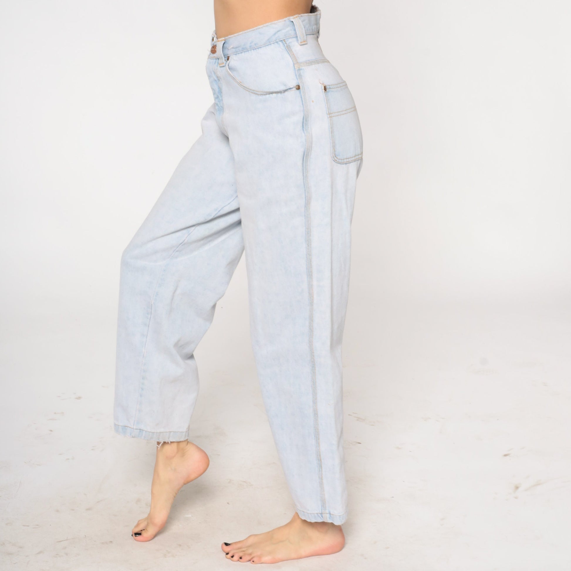 90s Raw Rags Light Stone Wash High Waist Straight Leg Jeans Medium 30