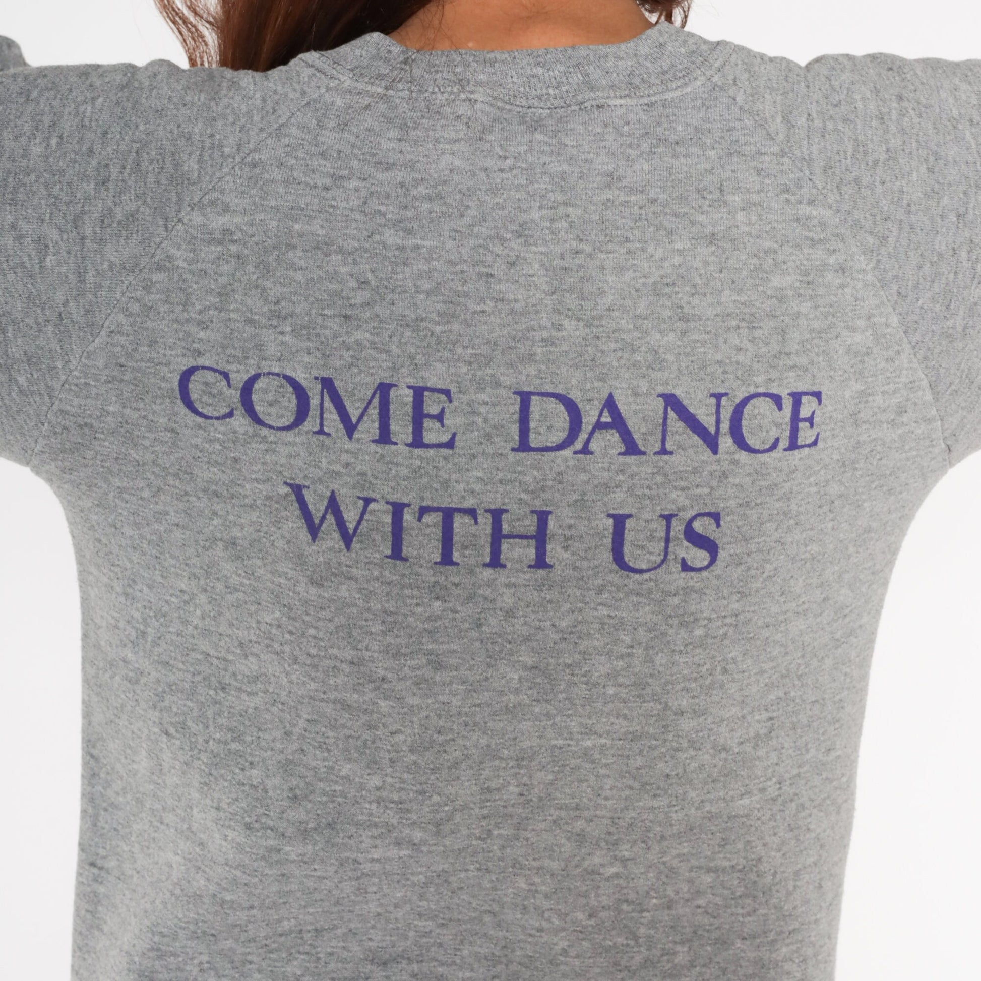 90s Roseville School of Dance Raglan Sweatshirt Grey Graphic Crewneck Small