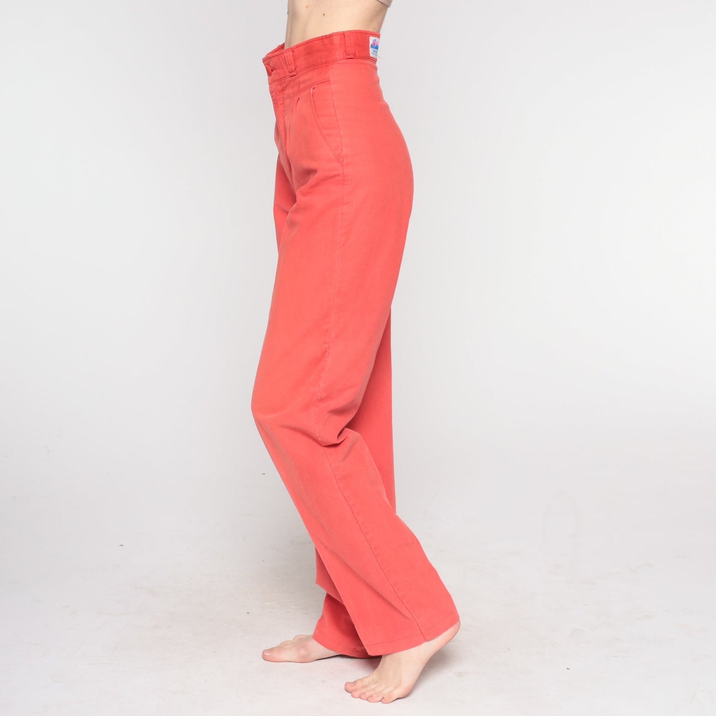 80s Rockies Red Cotton High-Waisted Tapered Trousers Extra Small Tall