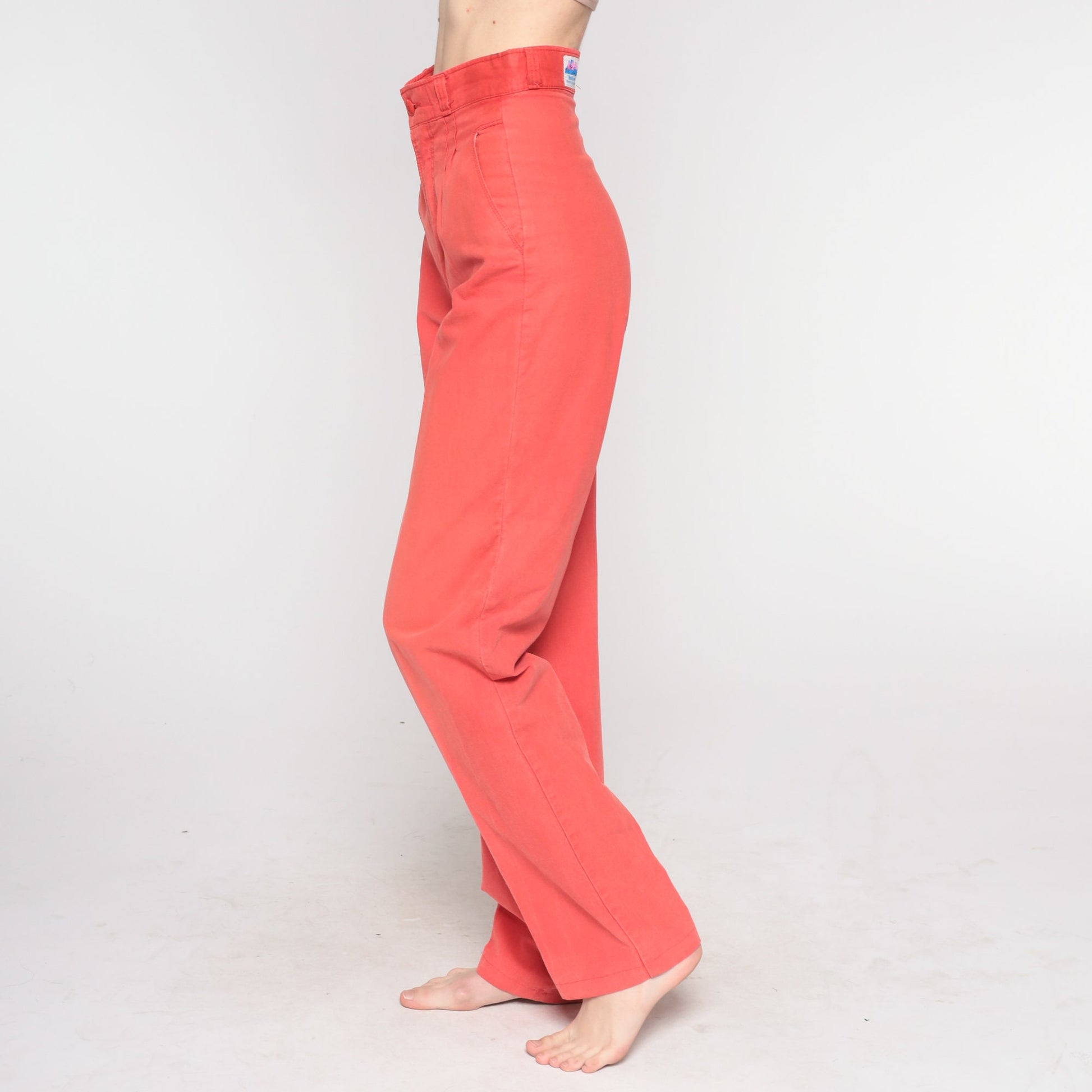 80s Rockies Red Cotton High-Waisted Tapered Trousers Extra Small Tall