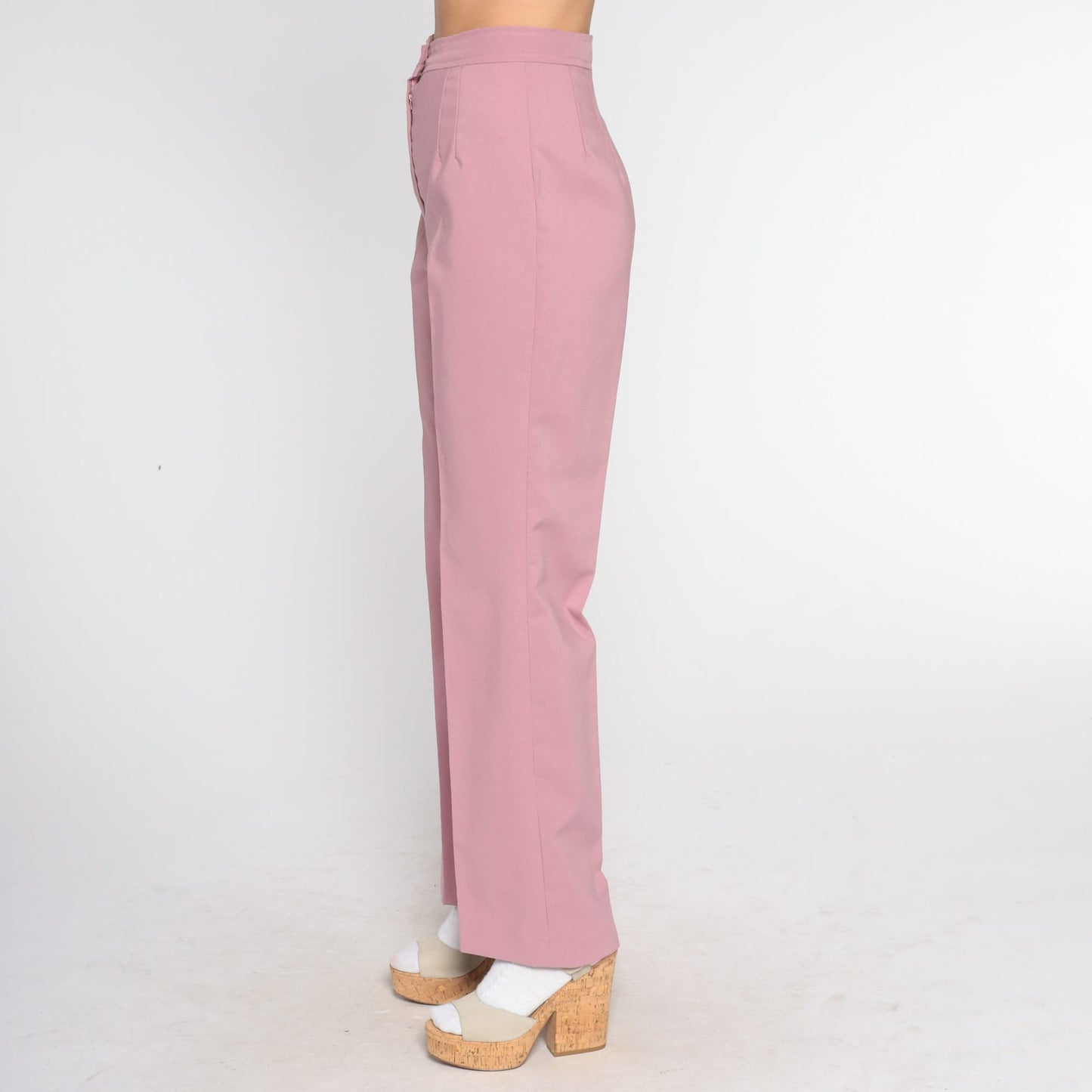 70s Mauve Pink High-Waisted Bell Bottom Pants Small