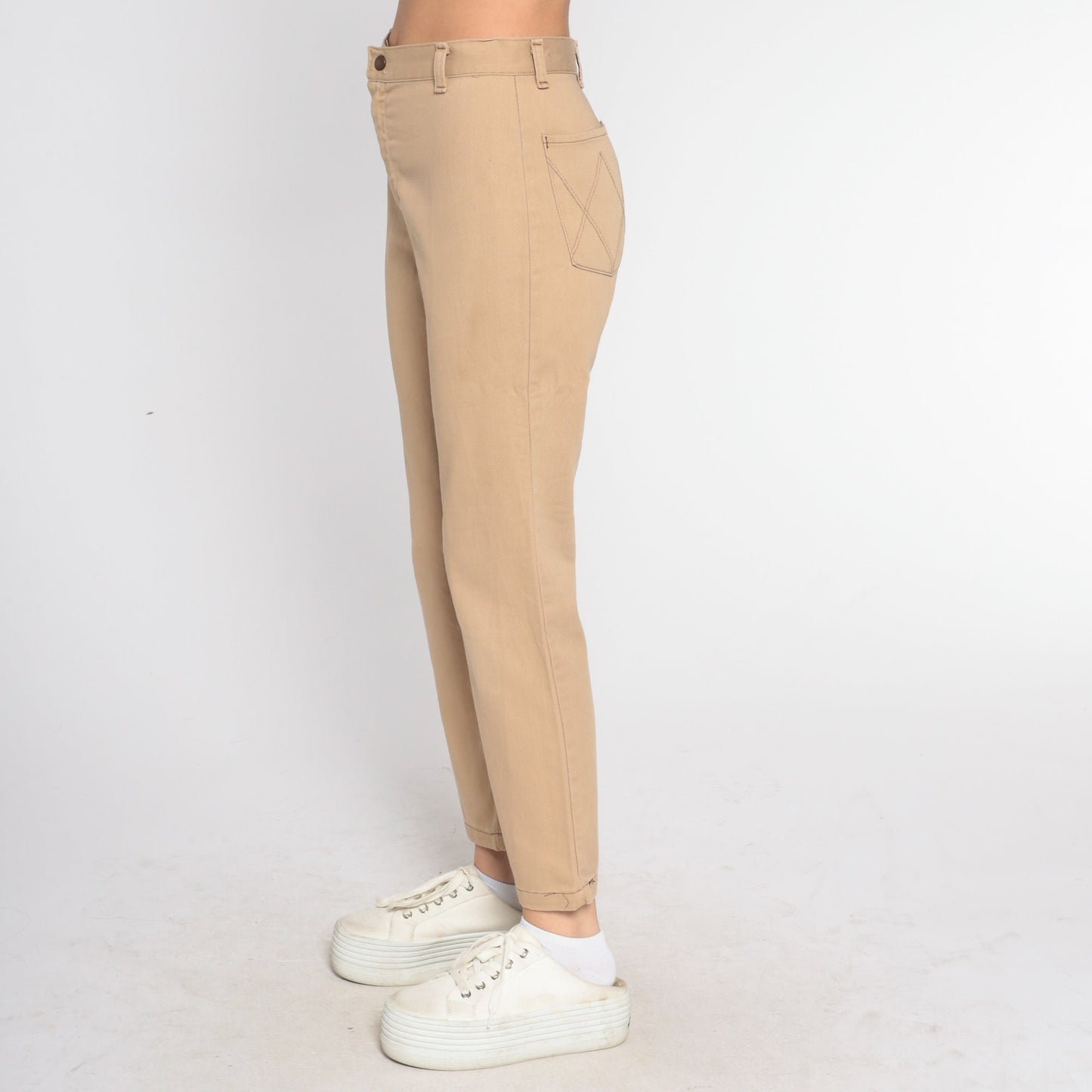 70s Wrangler Tan High-Waist Bootcut Trousers Small S