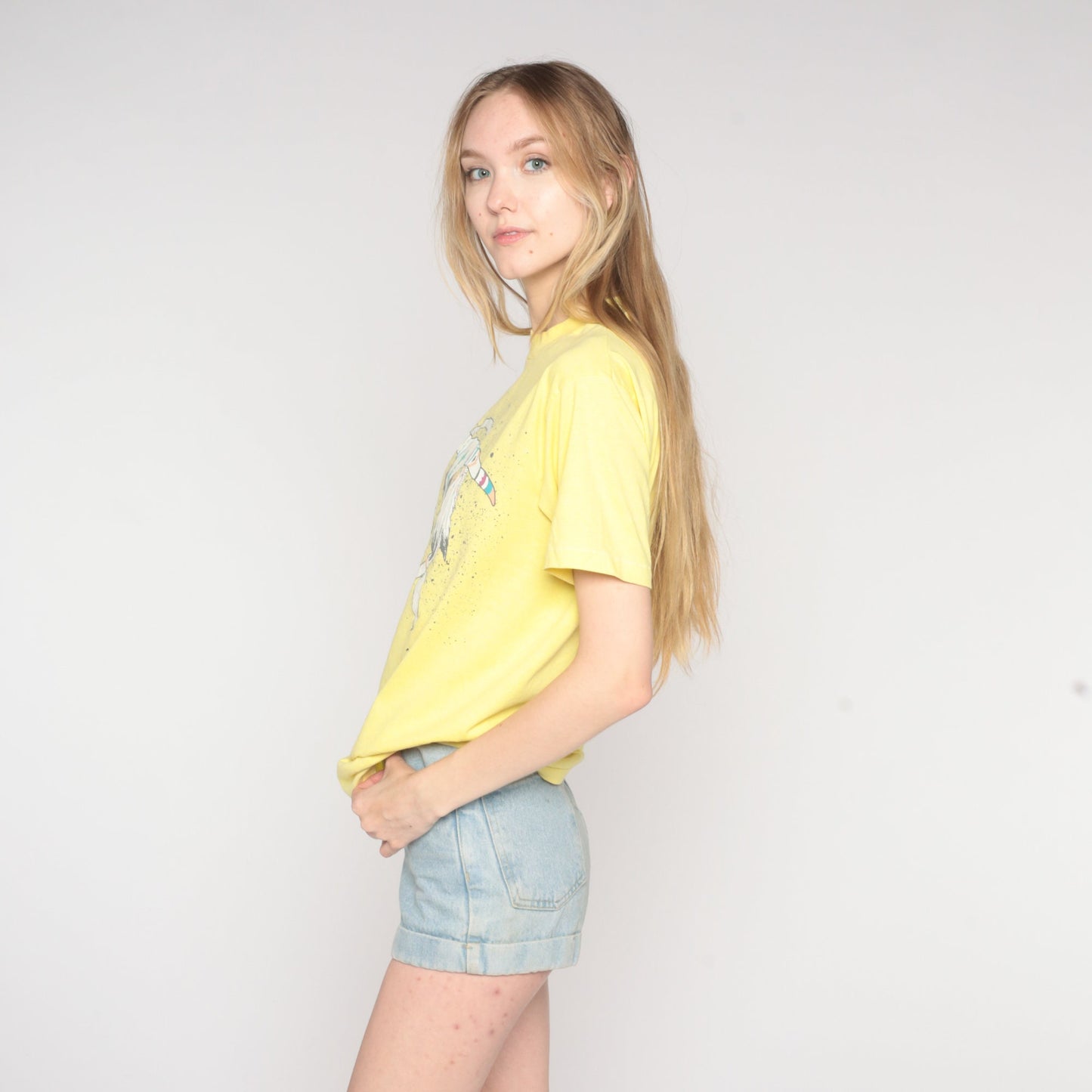 90s New Mexico Dreamcatcher Steer Skull Graphic Tee Yellow Medium