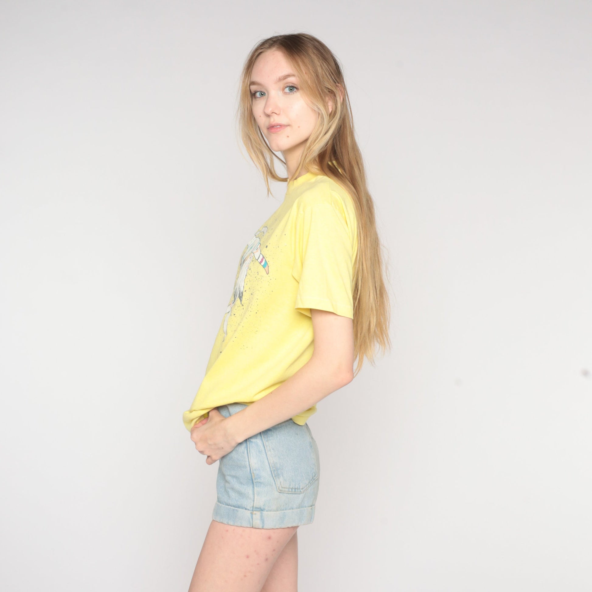 90s New Mexico Dreamcatcher Steer Skull Graphic Tee Yellow Medium