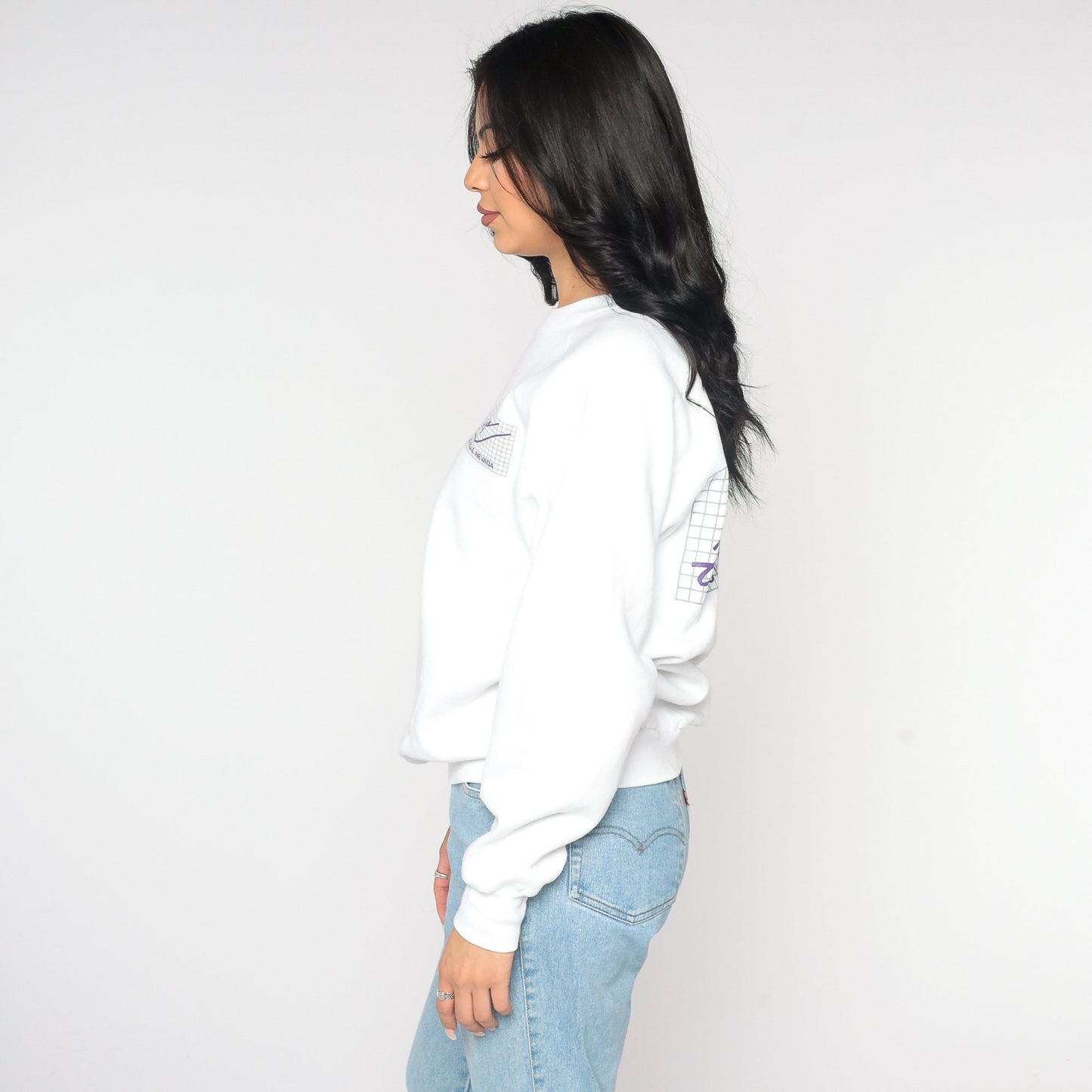 80s Botany's Las Vegas Nightclub Sweatshirt White Raglan Graphic Large
